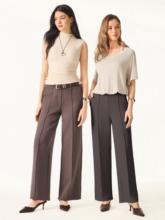 OGLmove Women's Wrinkle-Resistant Mid Rise Straight Leg Pants