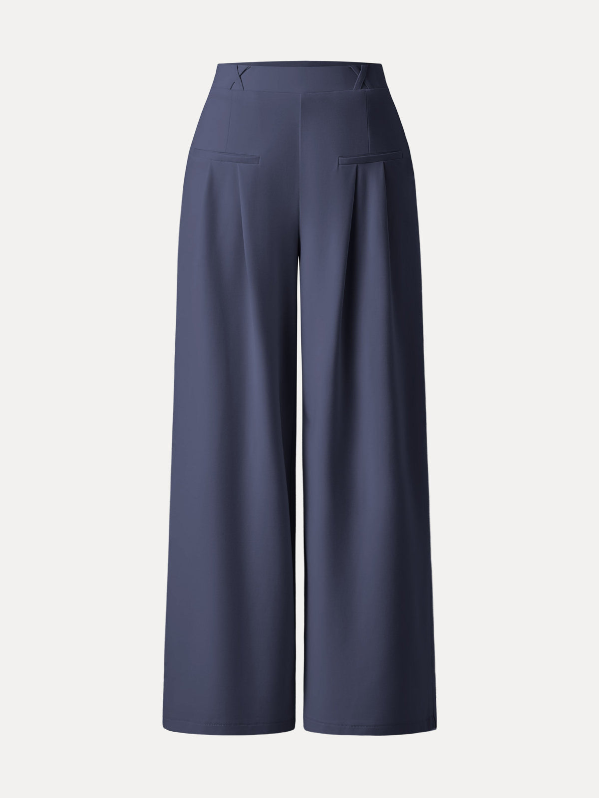 OGLmove Women's Drapey Bamboo Ponte Mid-Rise Wide-Leg Trouser with Pockets