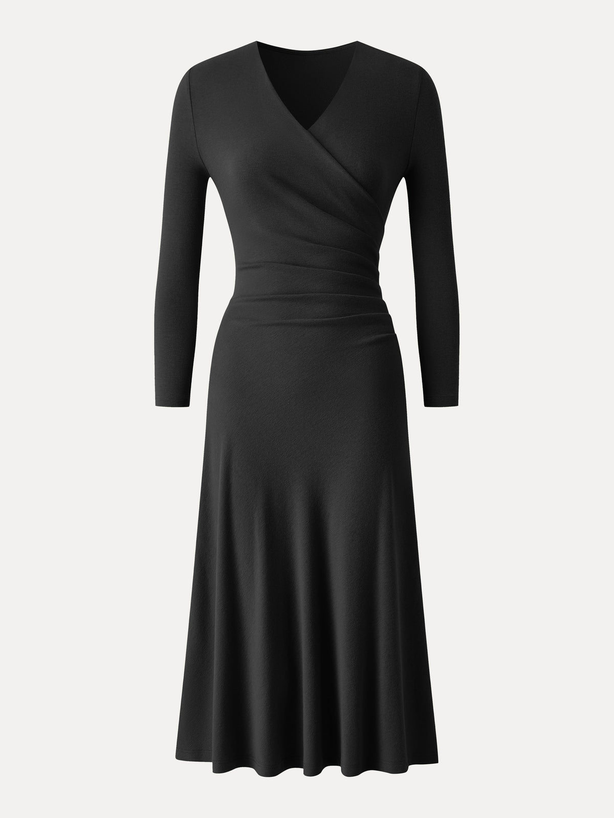 OGLmove Women's Eco-Mousse® Surplice 3/4 Sleeve Side-Tuck Midi Dress