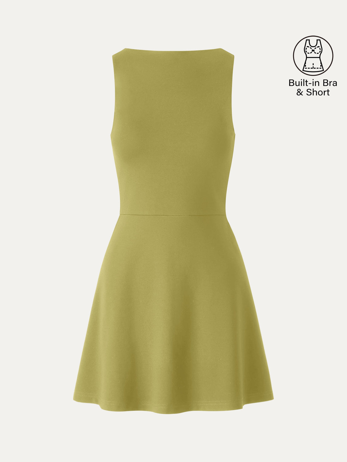 OGLmove Women's Boatneck Fit-and-Flare Mini Bra Dress