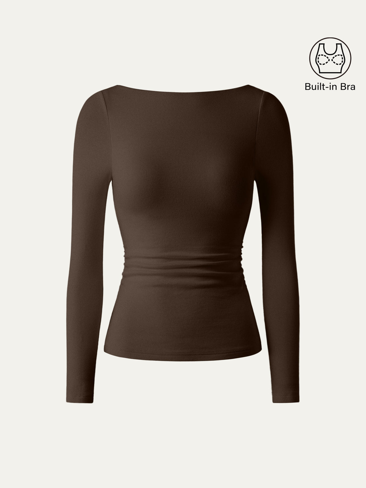 OGLmove Women's Eco-Mousse® Boatneck Long Sleeve Ruched Bra Top