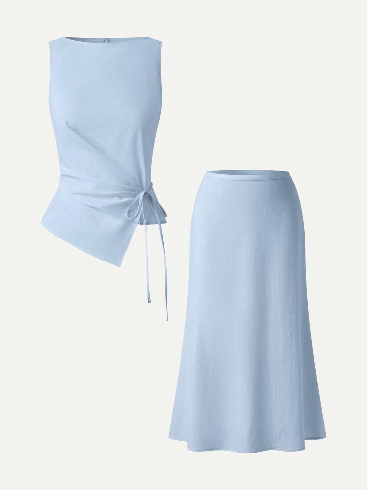 OGLmove Women's Boatneck Waist-Defined Top and Maxi Skirt Set