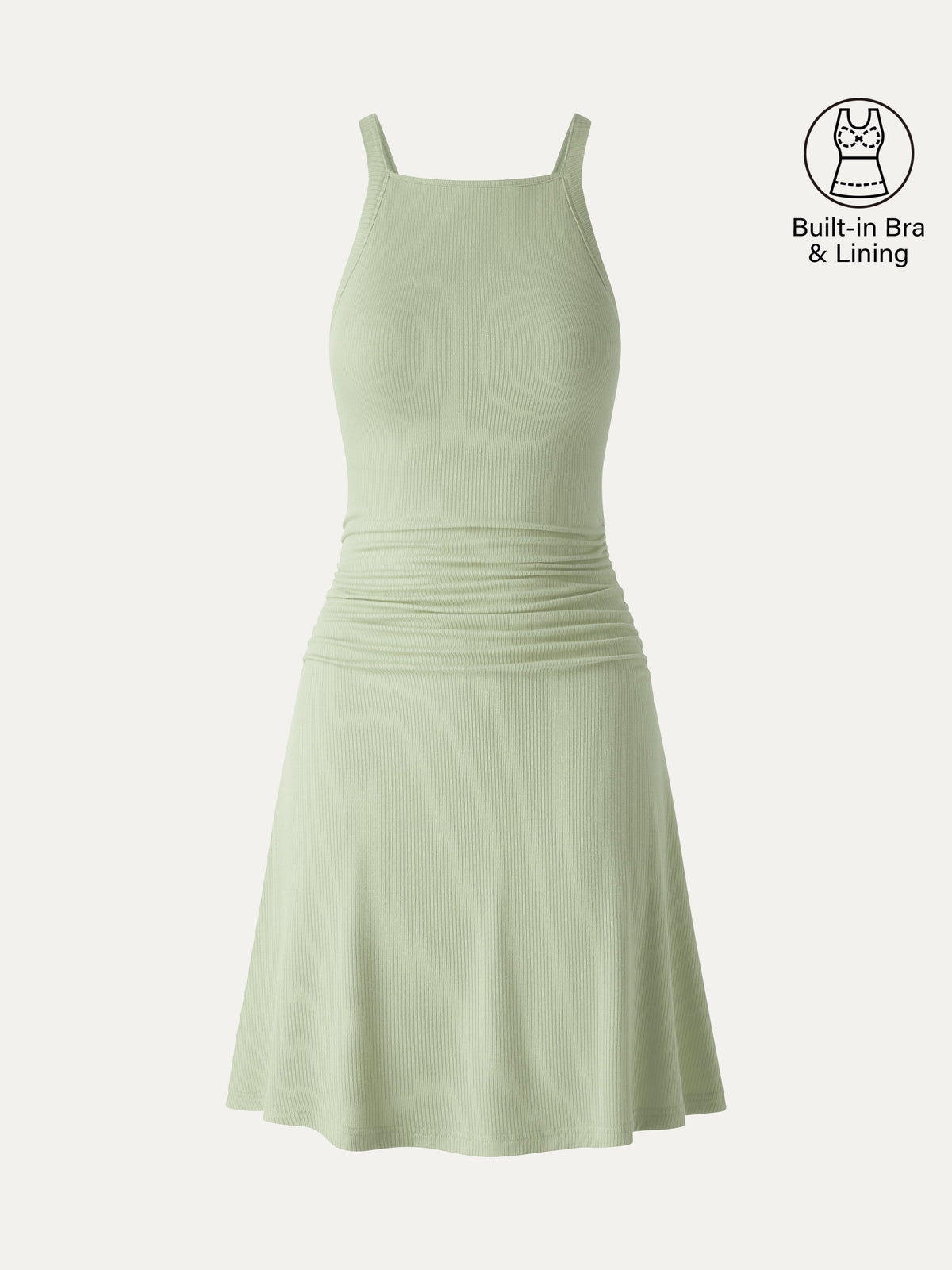 OGLmove Women's CoolTouch Square Neck Ruched Mini Bra Dress
