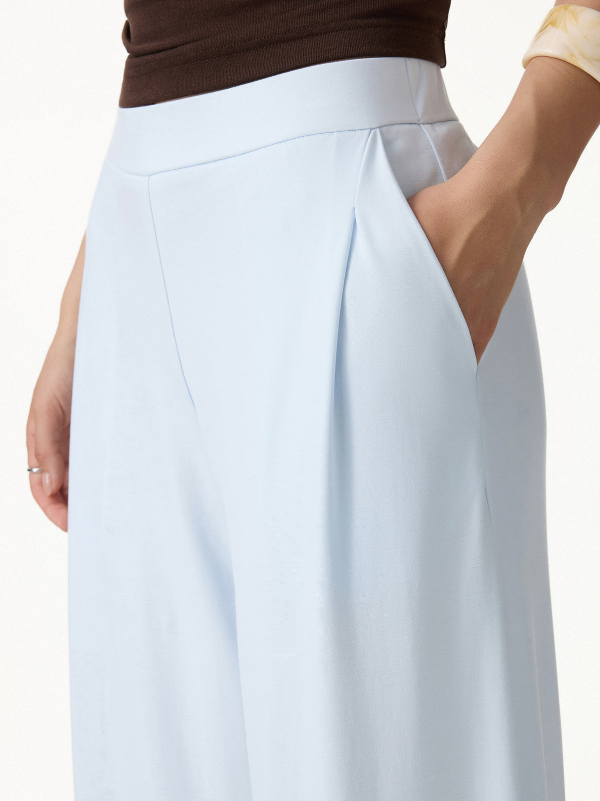 OGLmove Women's Ponte Mid-Rise Wide-Leg Pants with Pockets