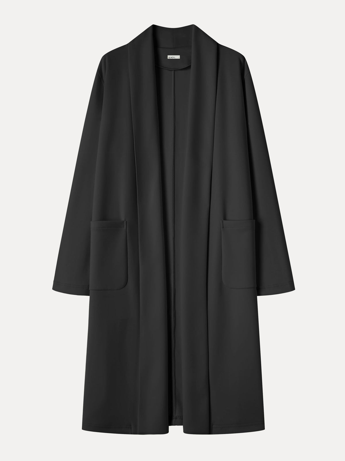 OGLmove Women's Modal Spacer Knit Shawl Collar Pocketed Long Cardigan