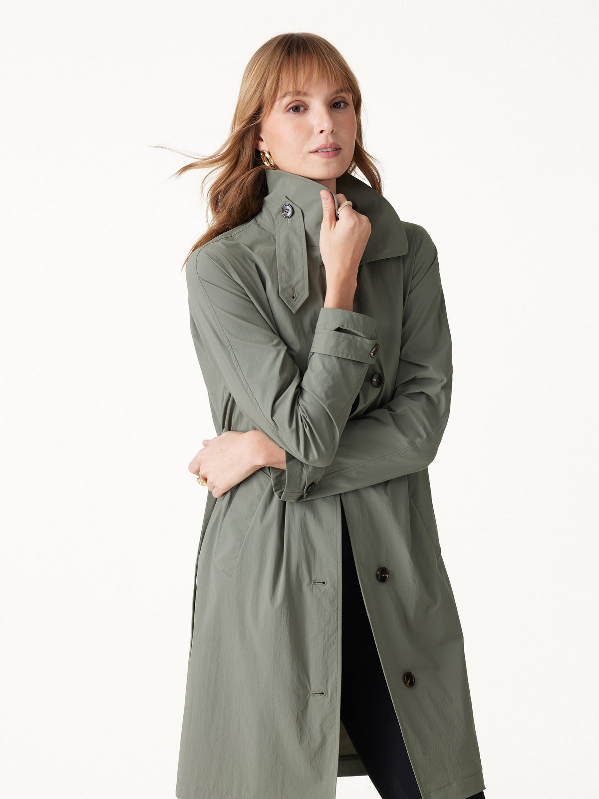 OGLmove Women's Water-Repellent Notched Collar Trench Coat