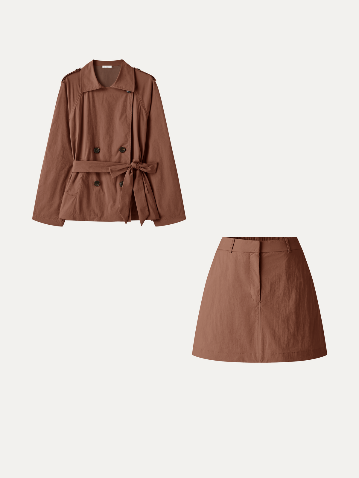 OGLmove Women's Trench Jacket and High-Rise Skort Set