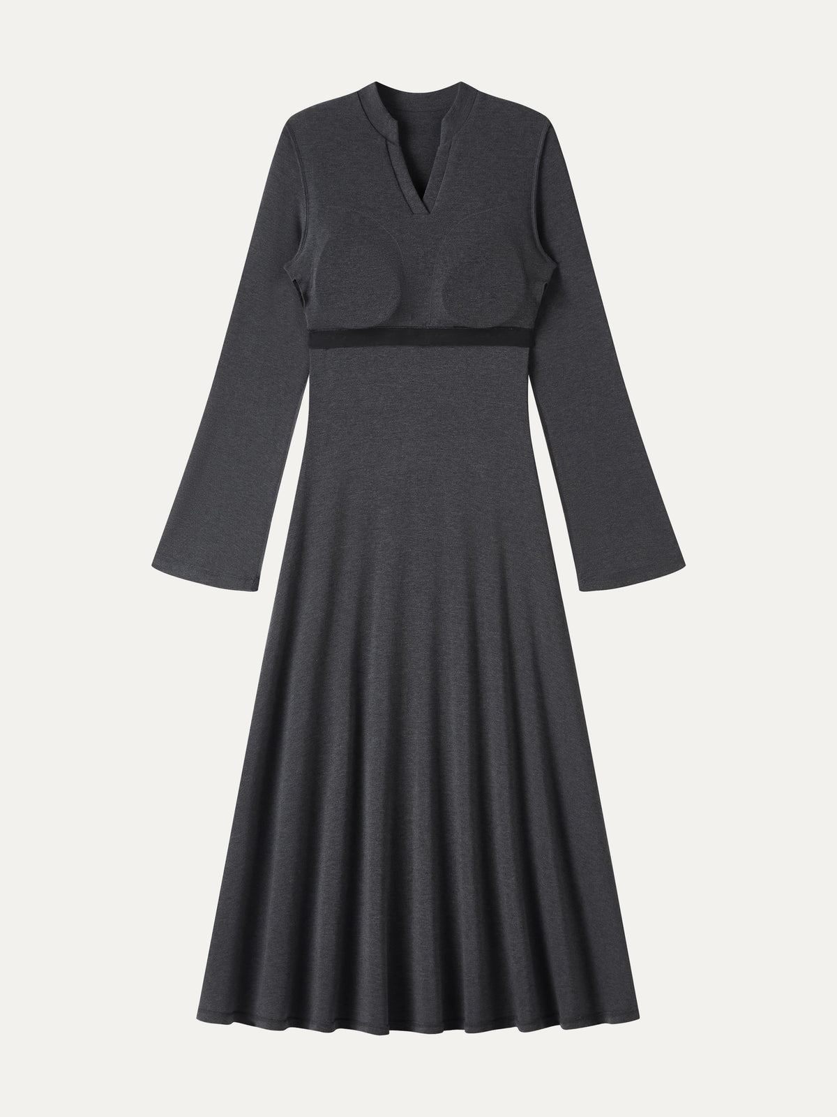 OGLmove Women's Eco-Mousse® V-Neck Long Sleeve Flowy Midi Dress