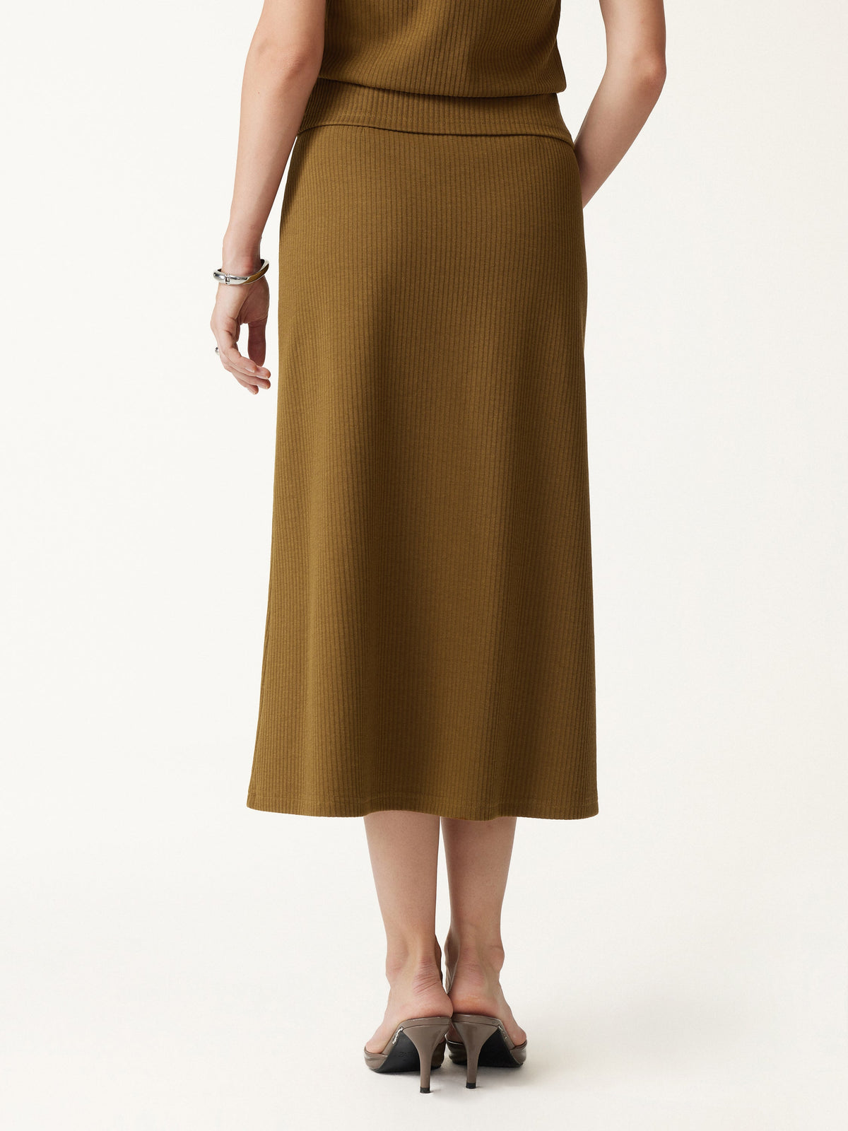 OGLmove Women's Boatneck Sleeveless Top and Midi Skirt Set