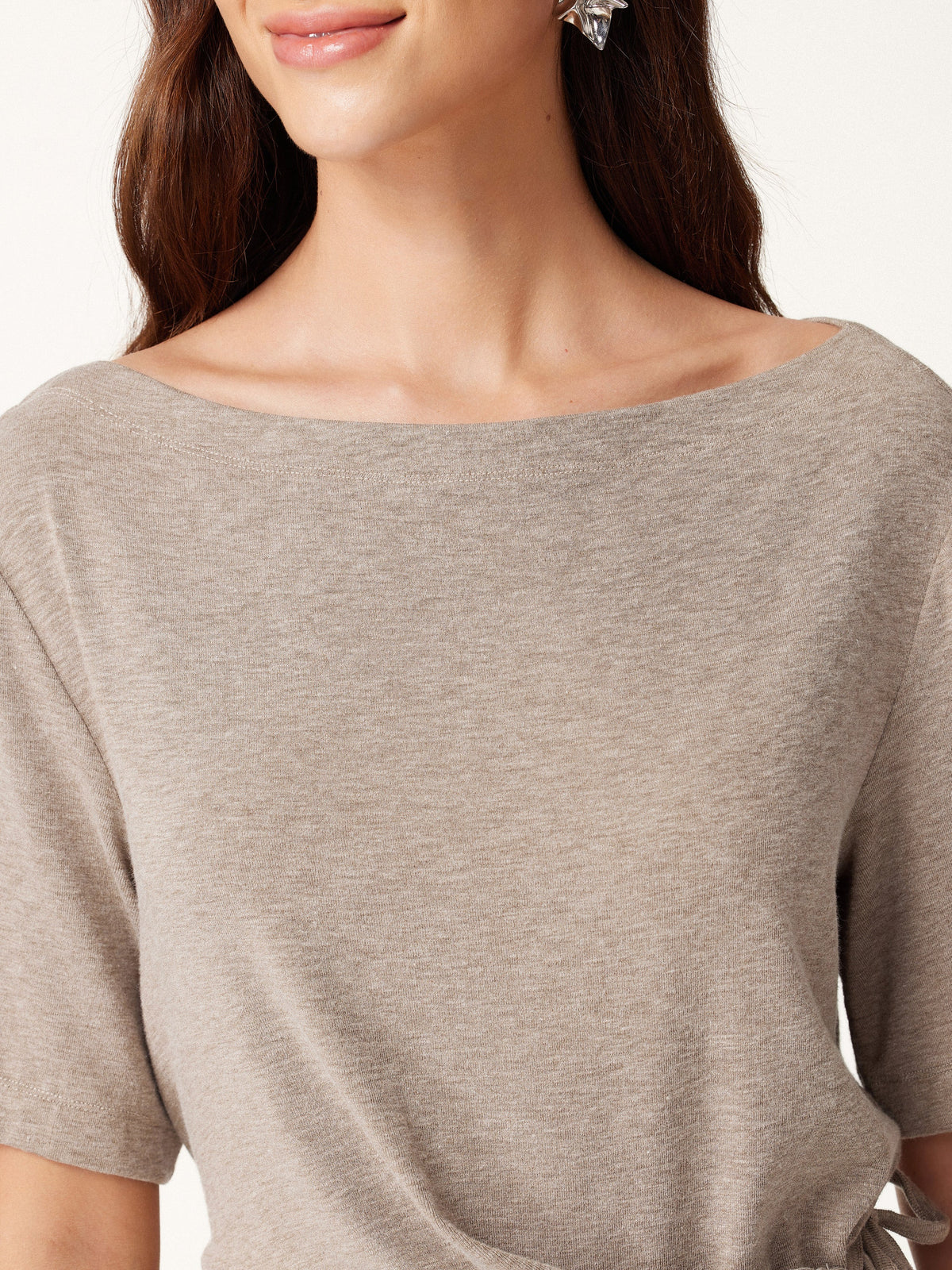 OGLmove Women's Eco-Mousse Slash Neck Tie-Side Top