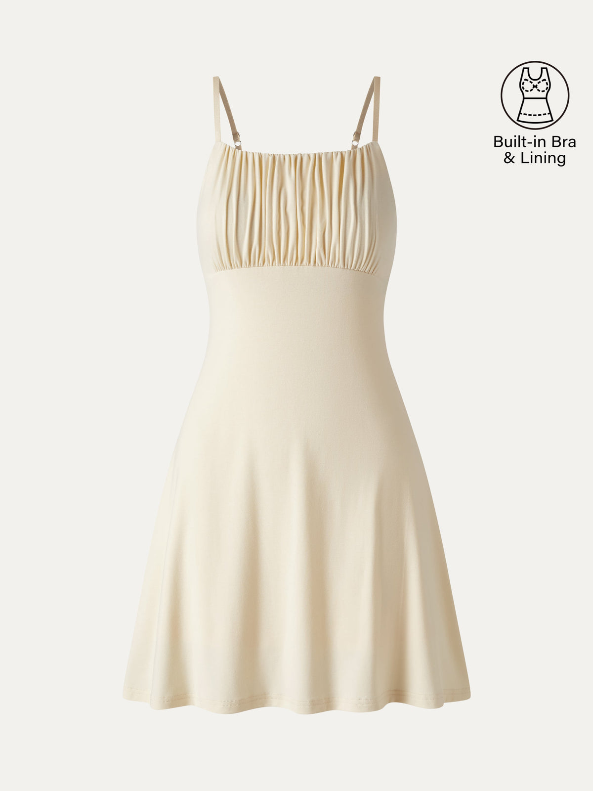 OGLmove Women's Square Neck Ruched Spaghetti Mini Bra Dress