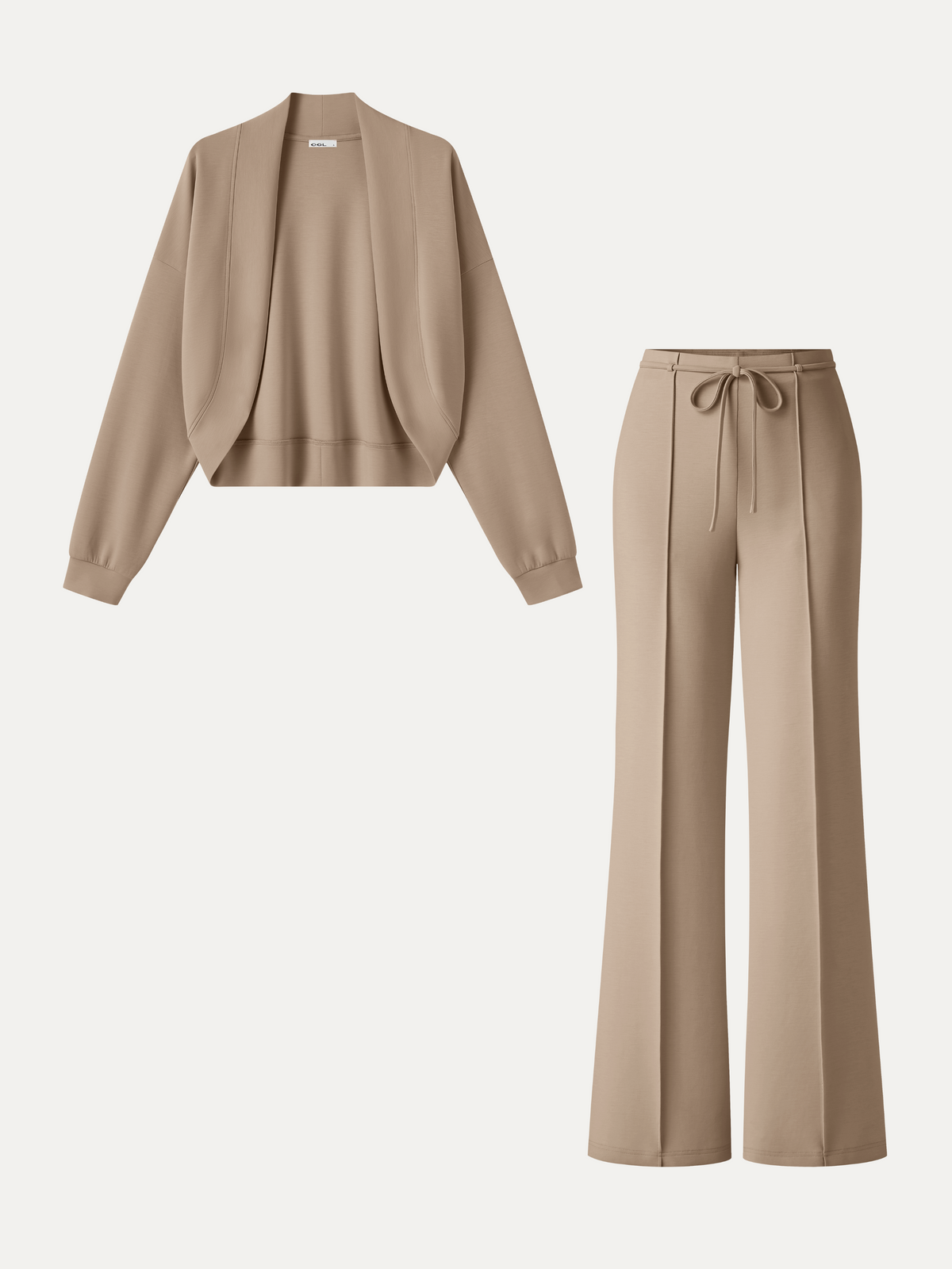 OGLmove Women's Cardigan & High-Rise Flare Pants 2-Piece Set