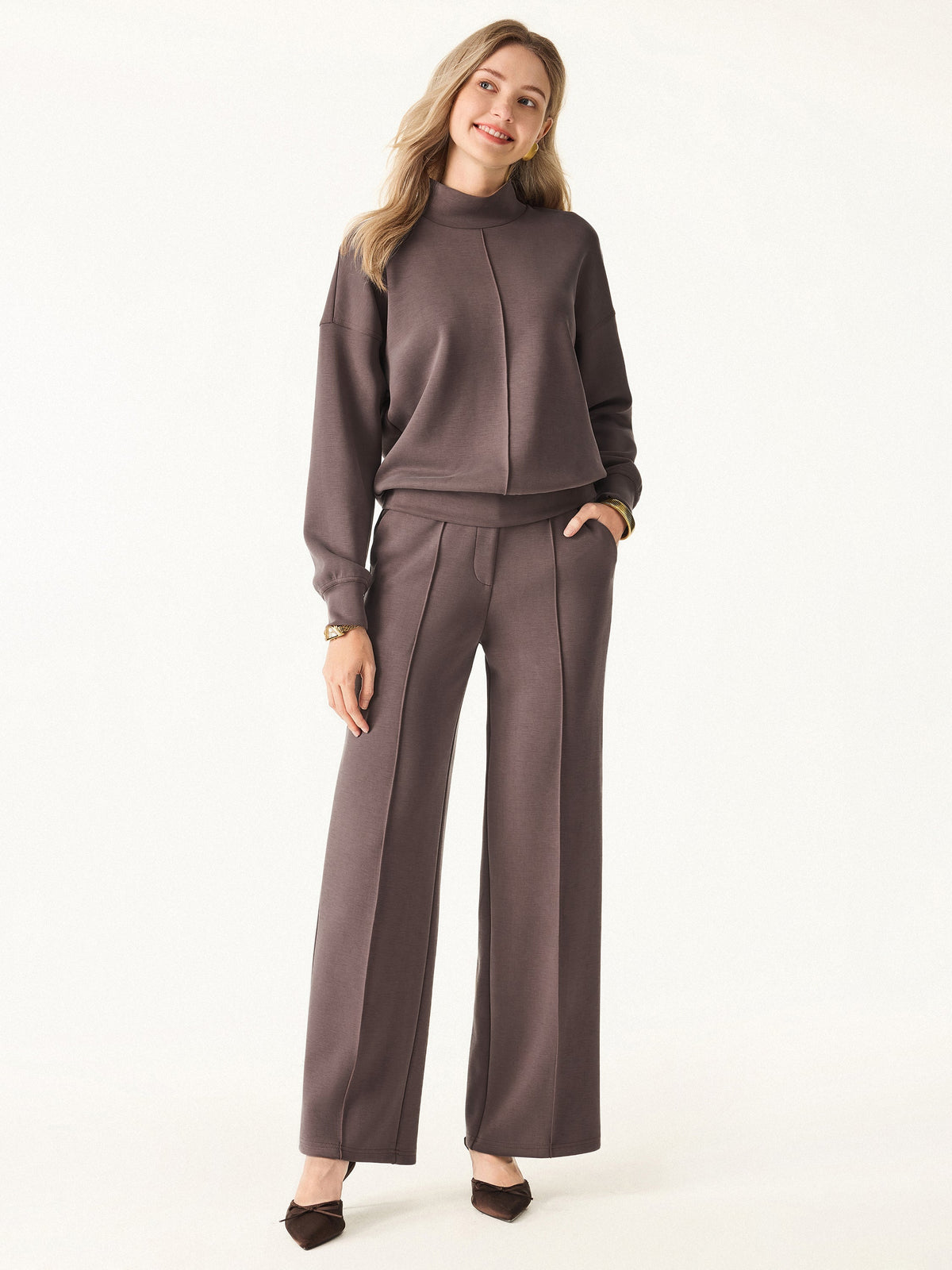 OGLmove Women's Modal Spacer Mockneck Long Sleeve Pullover Shirt