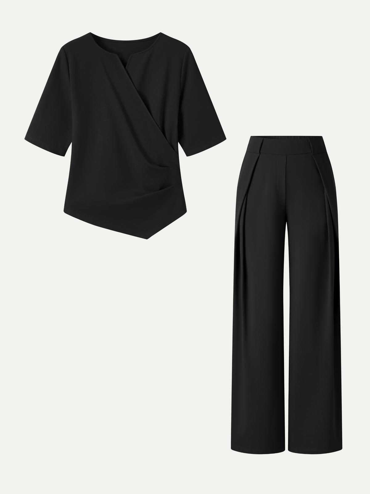 OGLmove Women's Surplice Top and Wide-Leg Pant Set