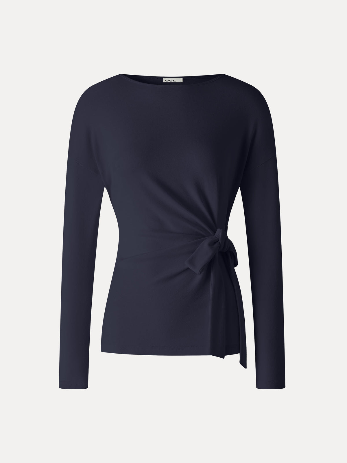 OGLmove Women's Eco-Mousse Boatneck Long Sleeve Tie-Waist Top