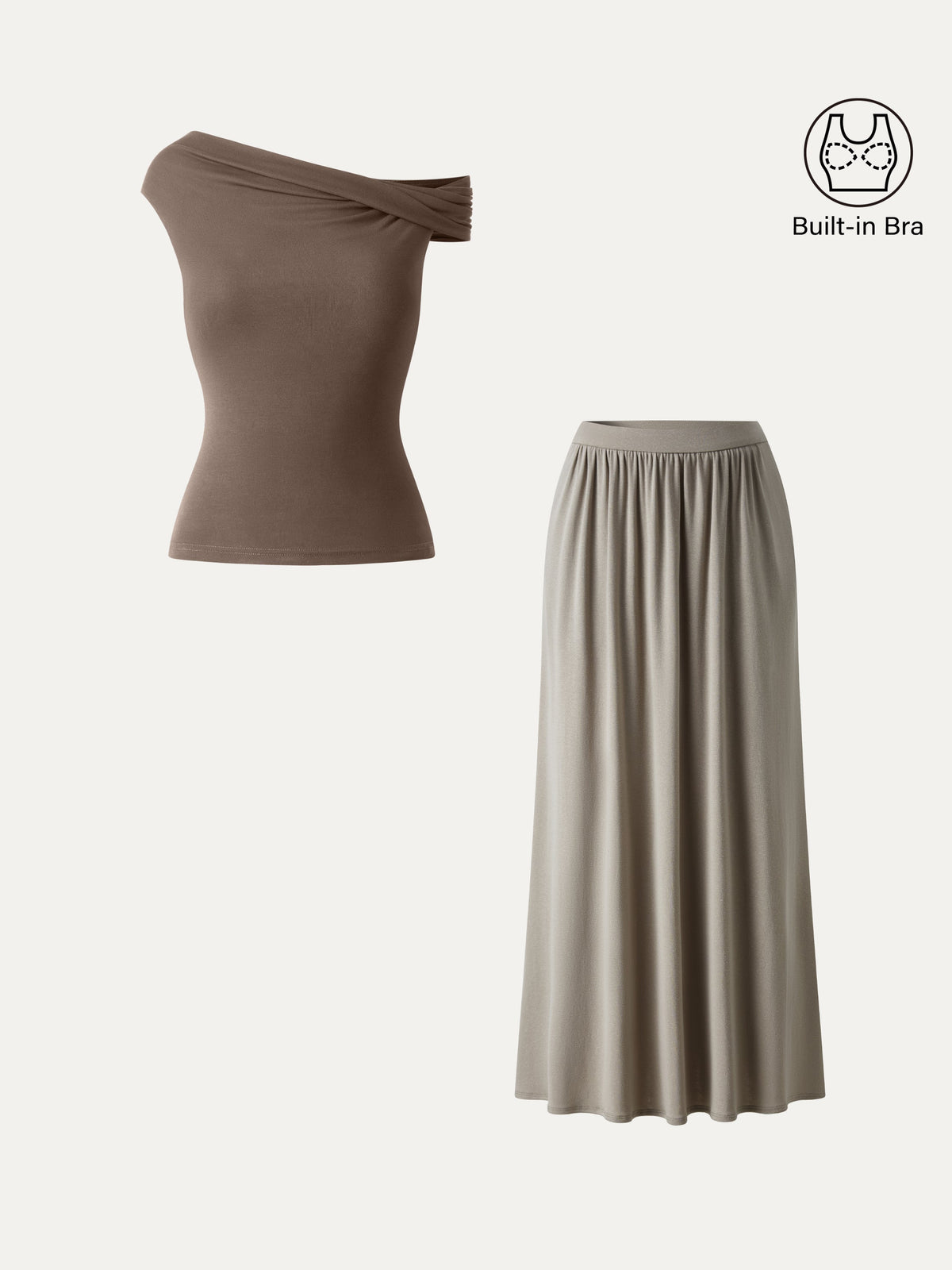 OGLmove Women's 2-Piece Multi-Wear Bra Top and Maxi Skirt Set