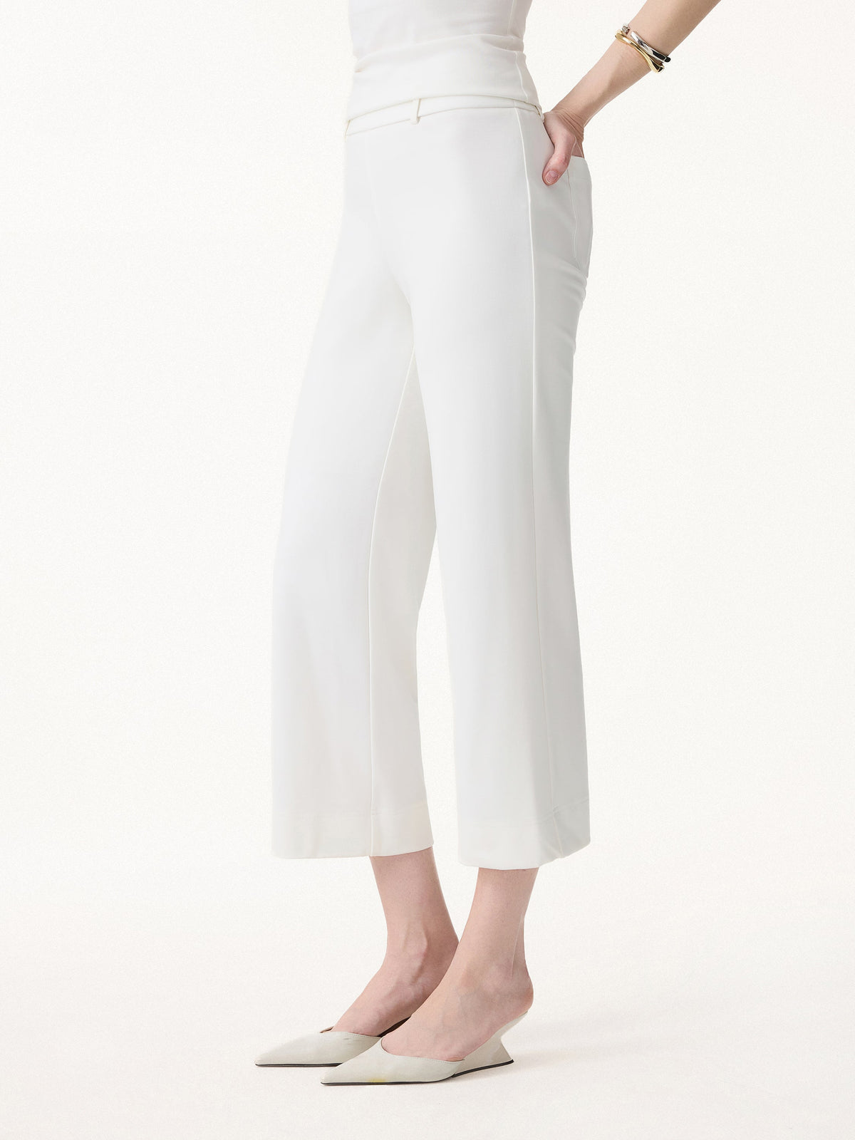 OGLmove Women's Mid Rise Cropped Wide Leg Pants with Pockets