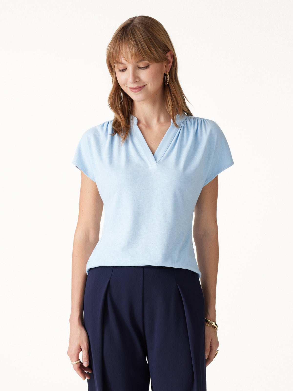 OGLmove Women's Eco-Mousse® Collared V-Neck Short Sleeve Top