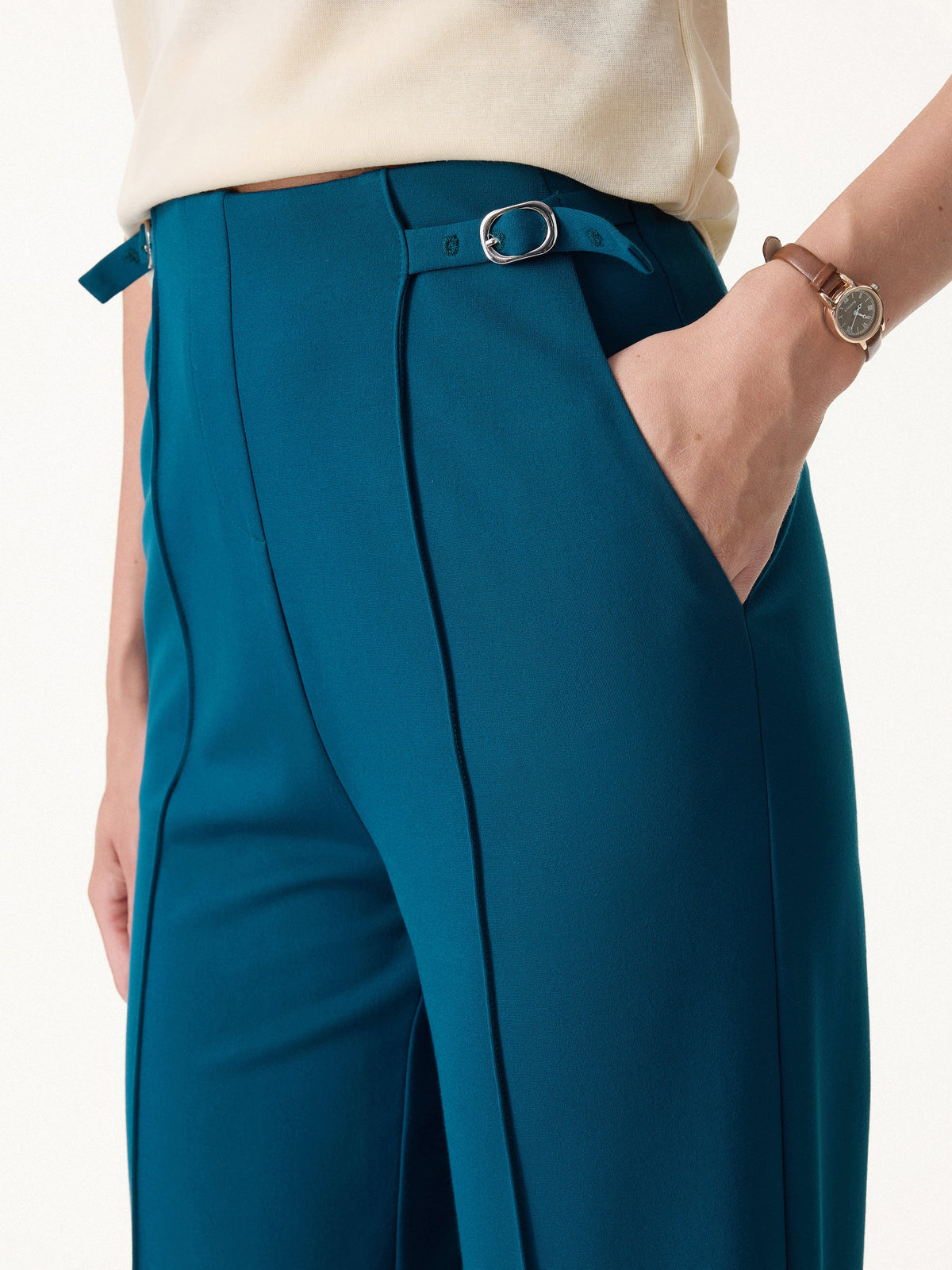 OGLmove Women's 4-Way Stretch Drapey High-Rise Wide-Leg Ankled Pants