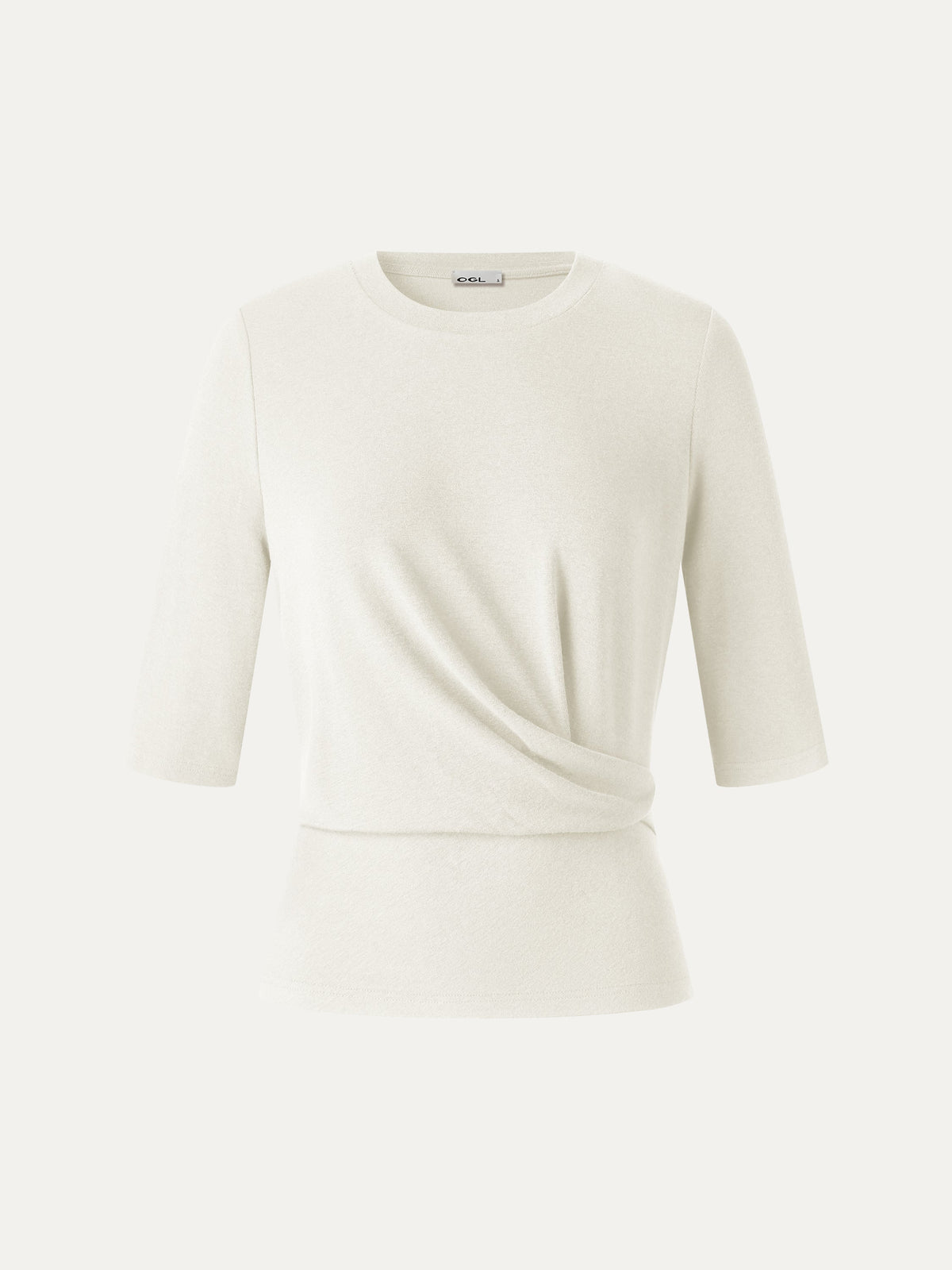 OGLmove Women's Eco-Mousse Round Neck Elbow Sleeve Side-Tuck Top