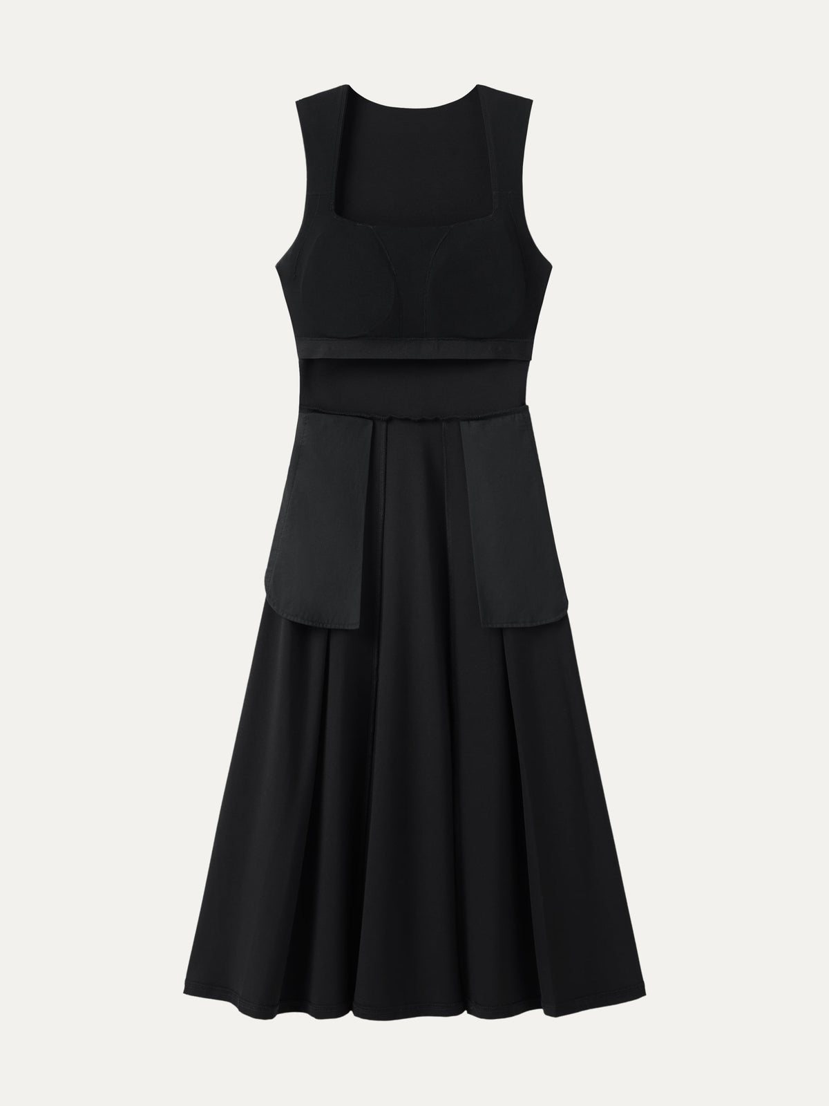 OGLmove Women's Square Neck Midi Bra Dress with Pockets