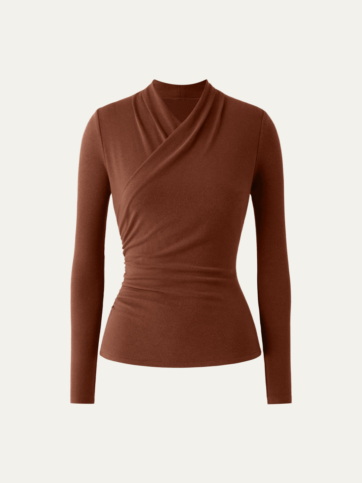 OGLmove Women's Eco-Mousse Surplice Long Sleeve Ruched Top