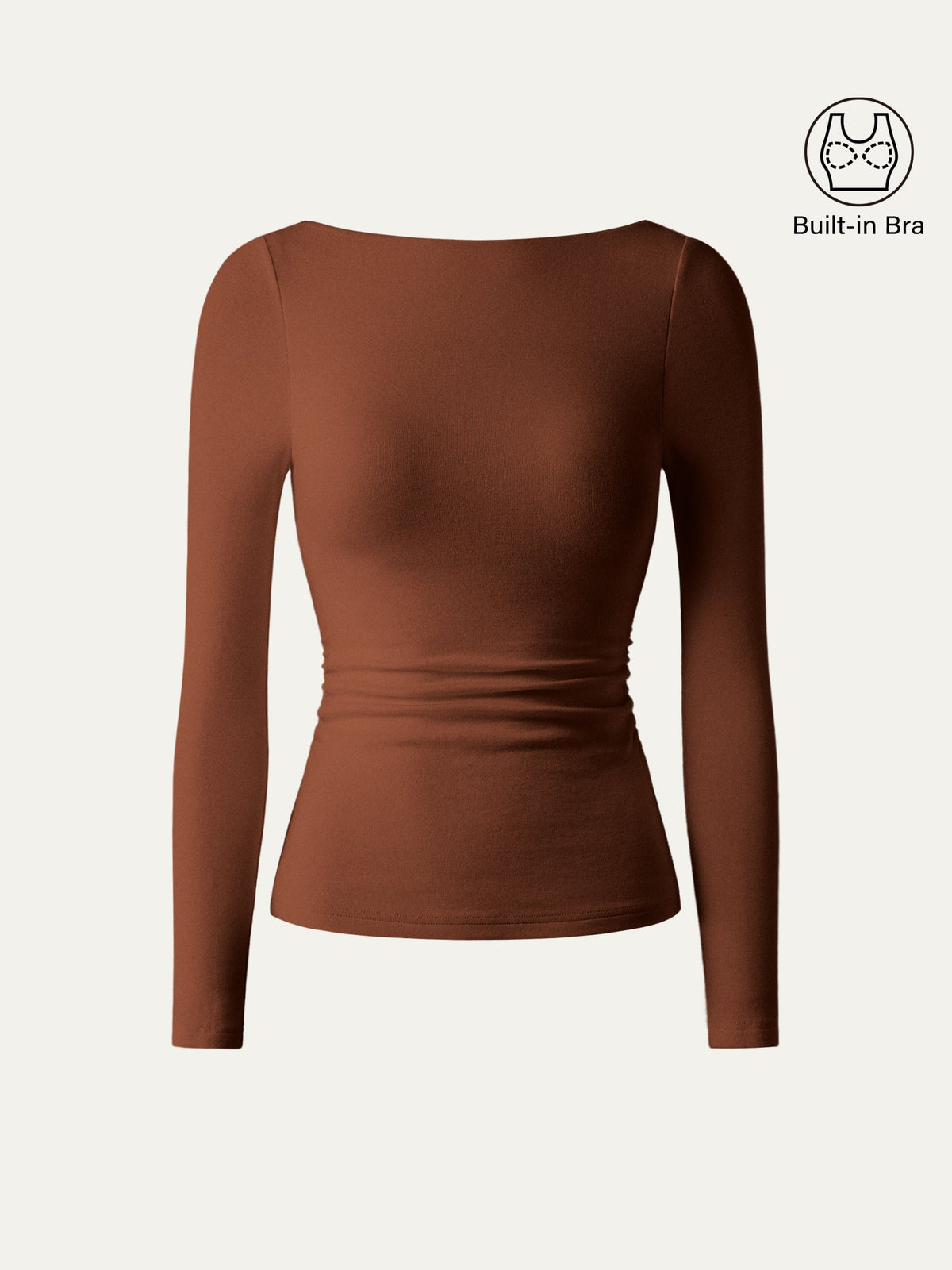 OGLmove Women's Eco-Mousse® Boatneck Long Sleeve Ruched Bra Top
