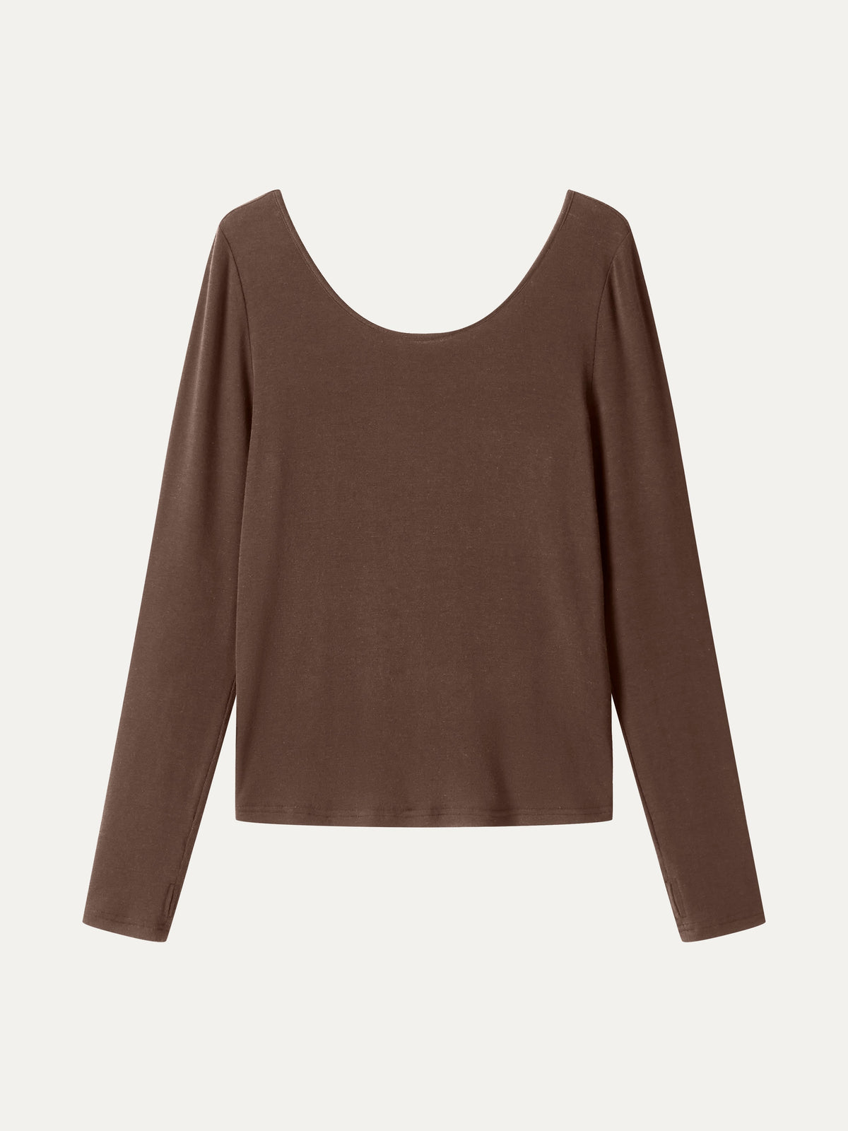 OGLmove Women's Lyocell-Wool Scoop Neck Thumbhole Long Sleeve Top