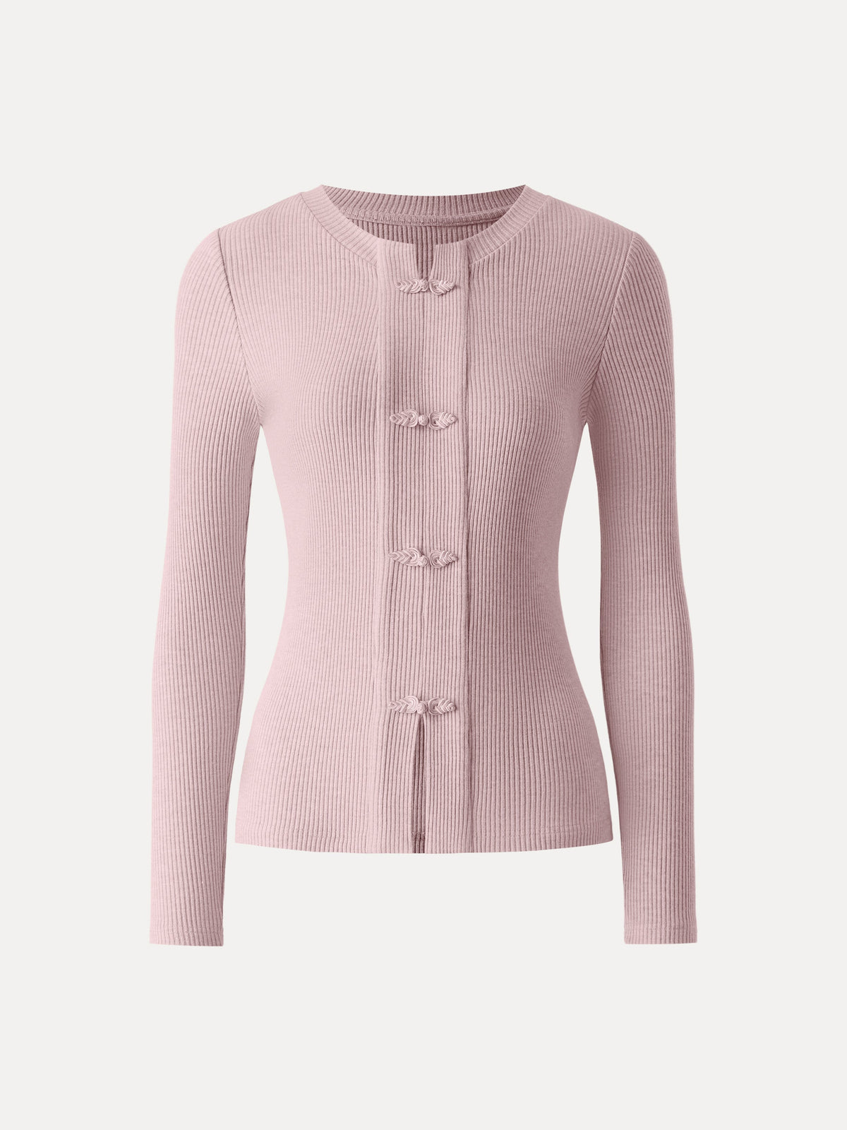 OGLmove Women's Ribbed Frog Button Long Sleeve Top