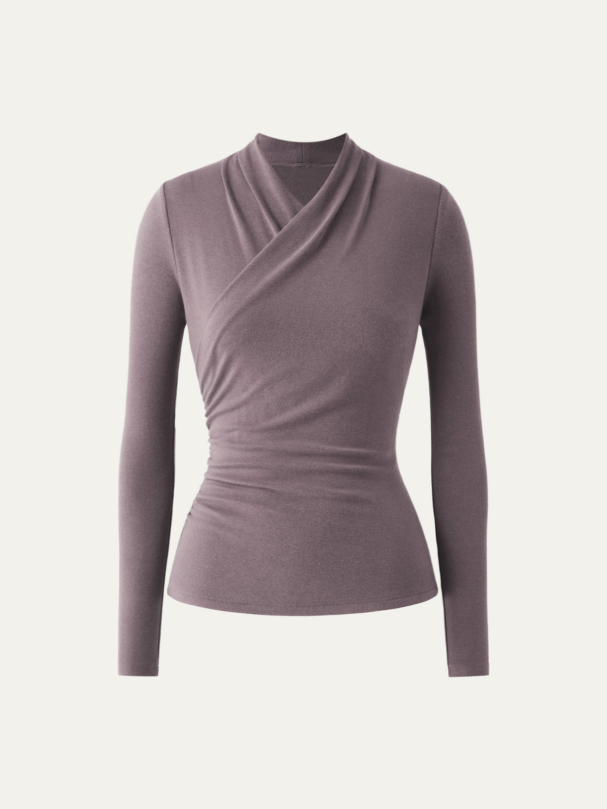 OGLmove Women's Eco-Mousse Surplice Long Sleeve Ruched Top