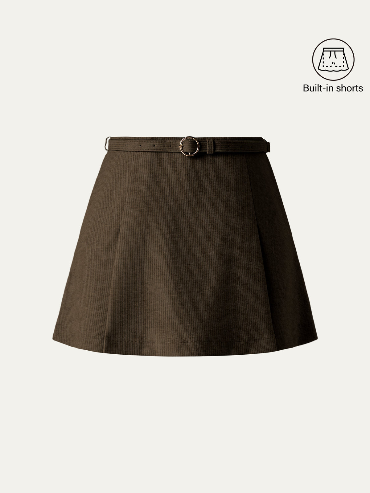 OGLmove Women's Viscose-Wool Blend Belted A-Line Skort