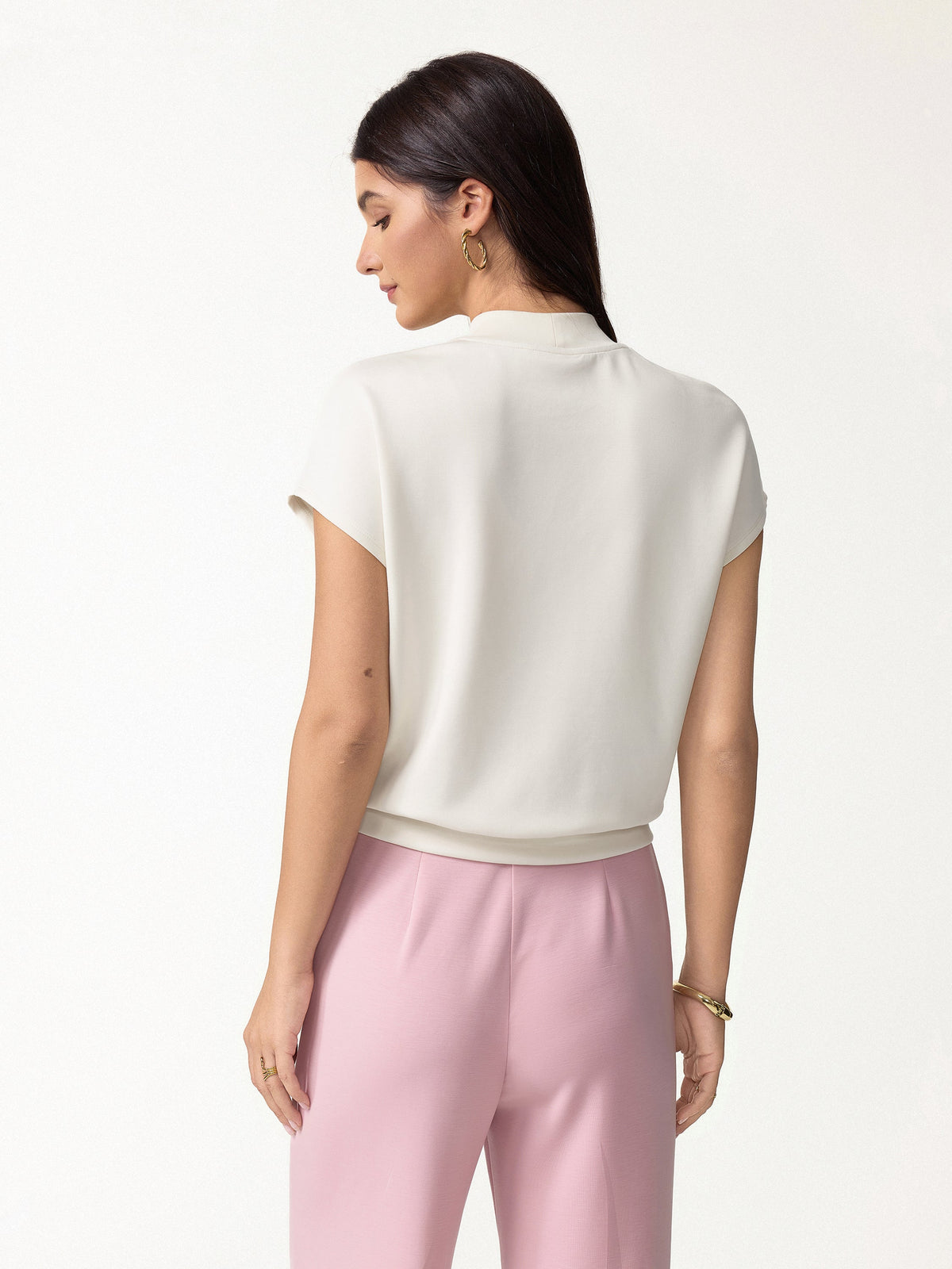 OGLmove Women's Modal Spacer Knit Mock Neck Top