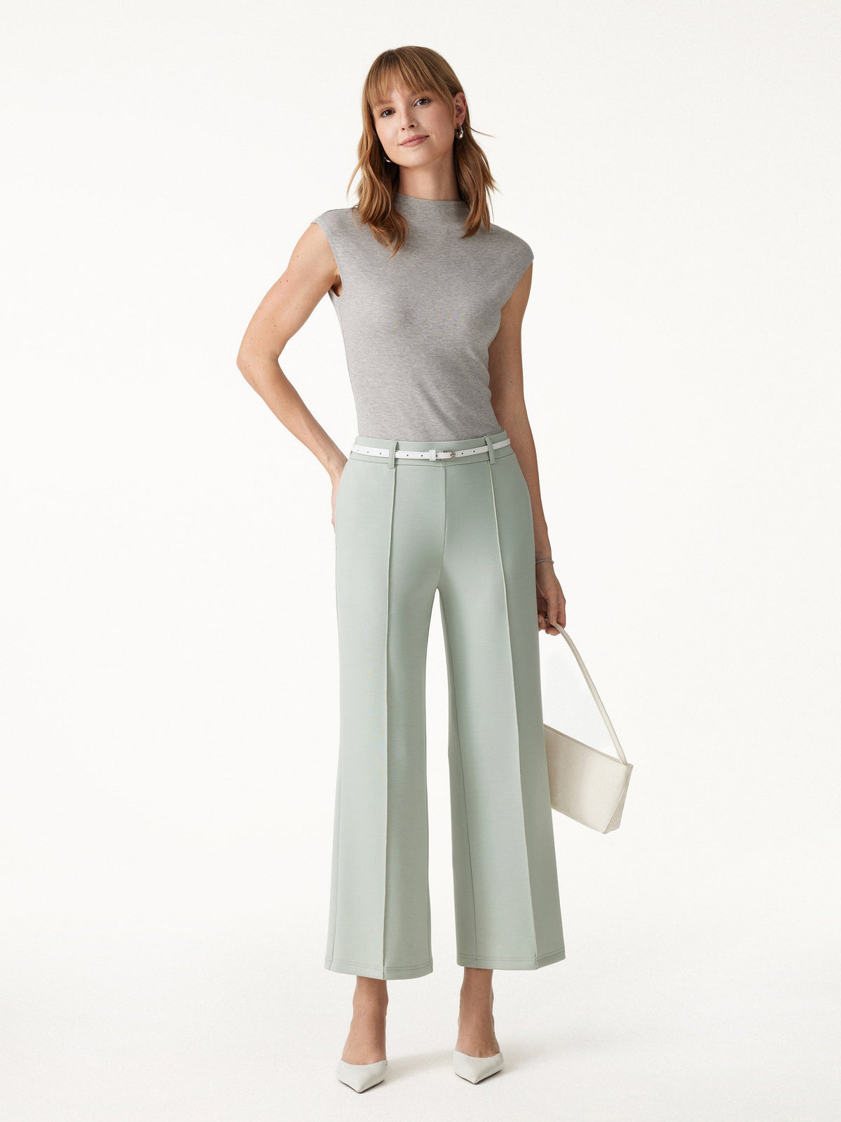 OGLmove Women's Lyocell Spacer Knit Cropped Straight-Leg Pants