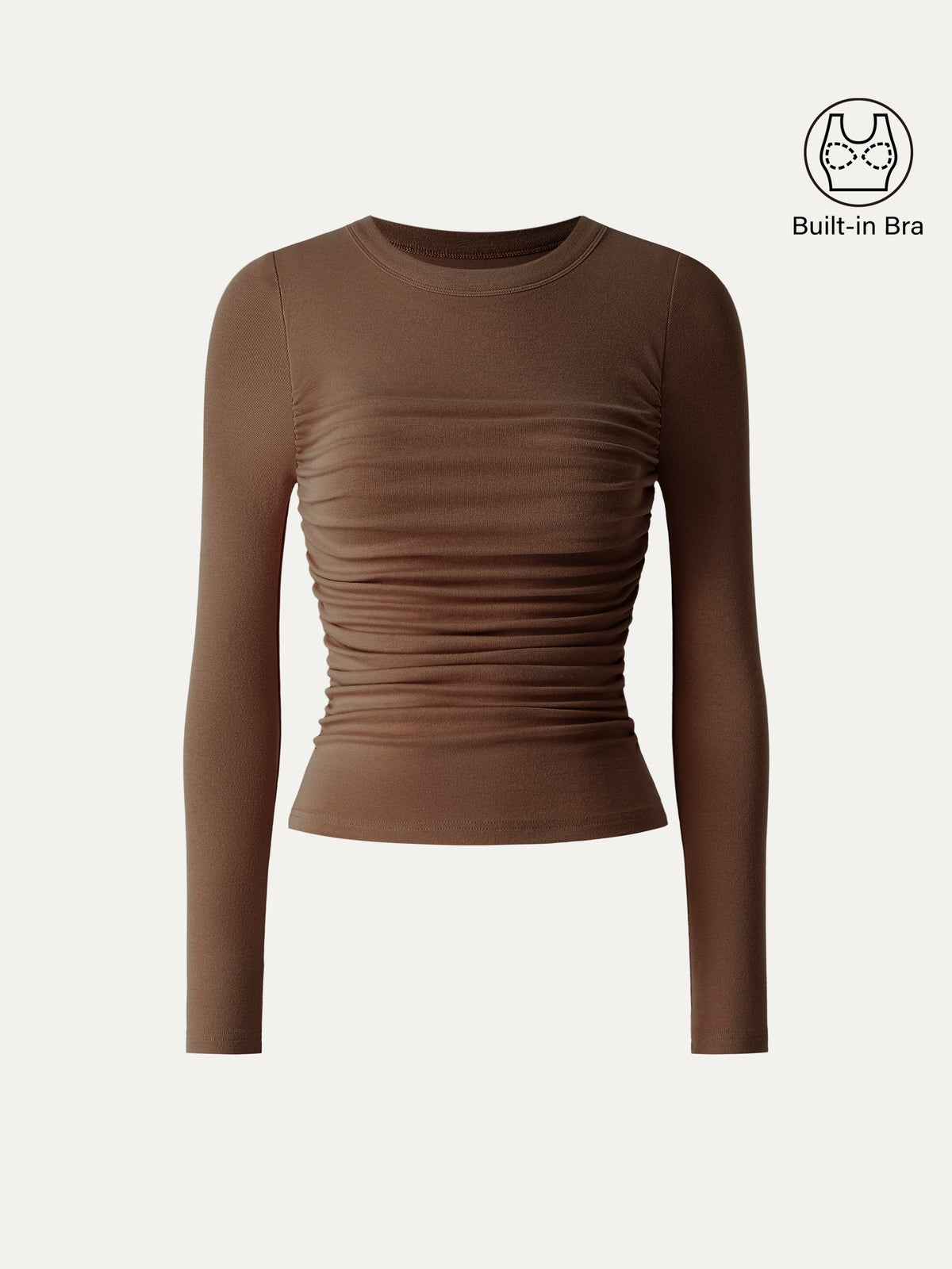 OGLmove Women's Eco-Mousse Roundneck Long Sleeve Ruched Bra Top