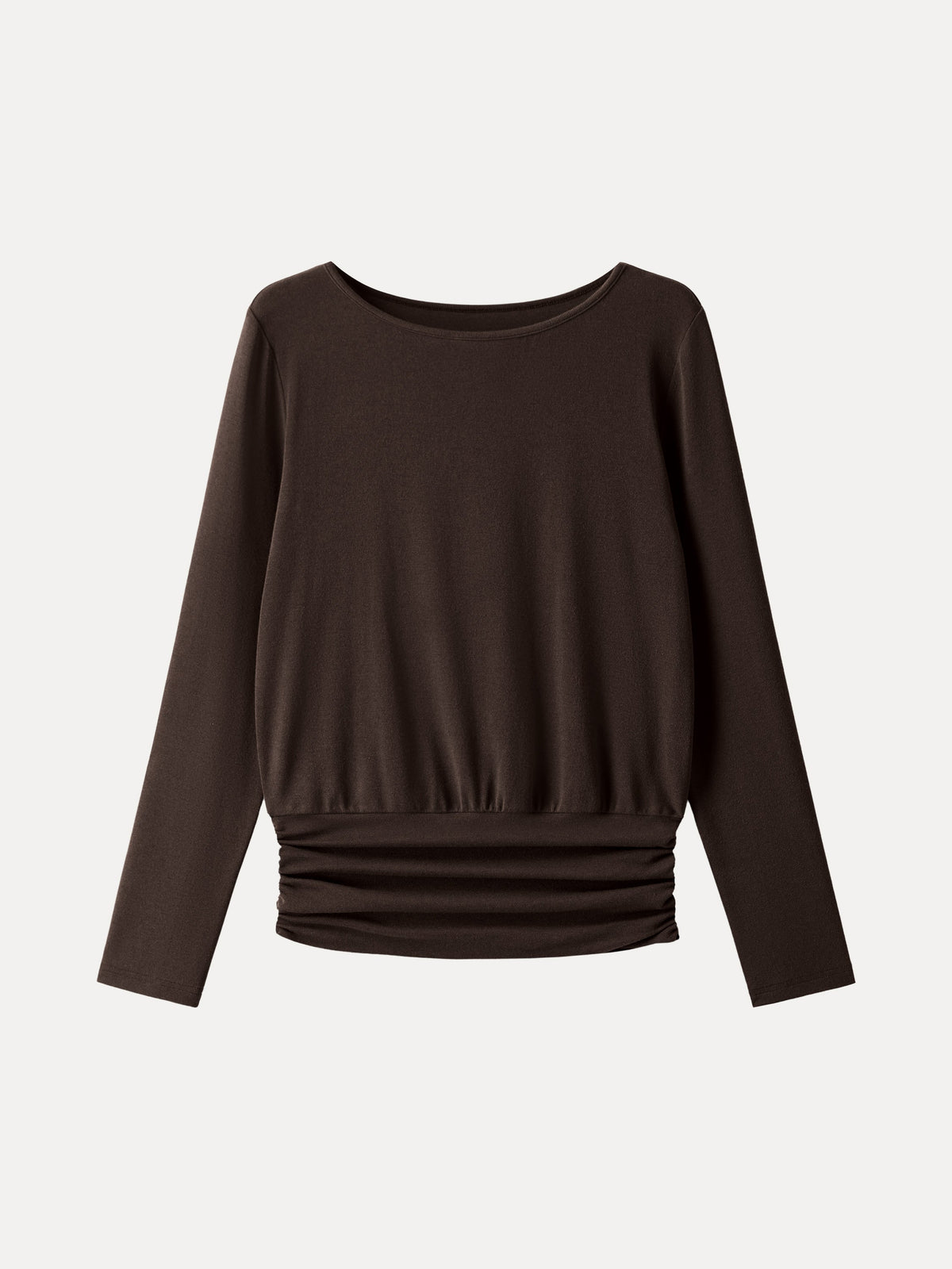 OGLmove Women's Eco-Mousse® Boatneck Long Sleeve Ruched Banded Hem Top