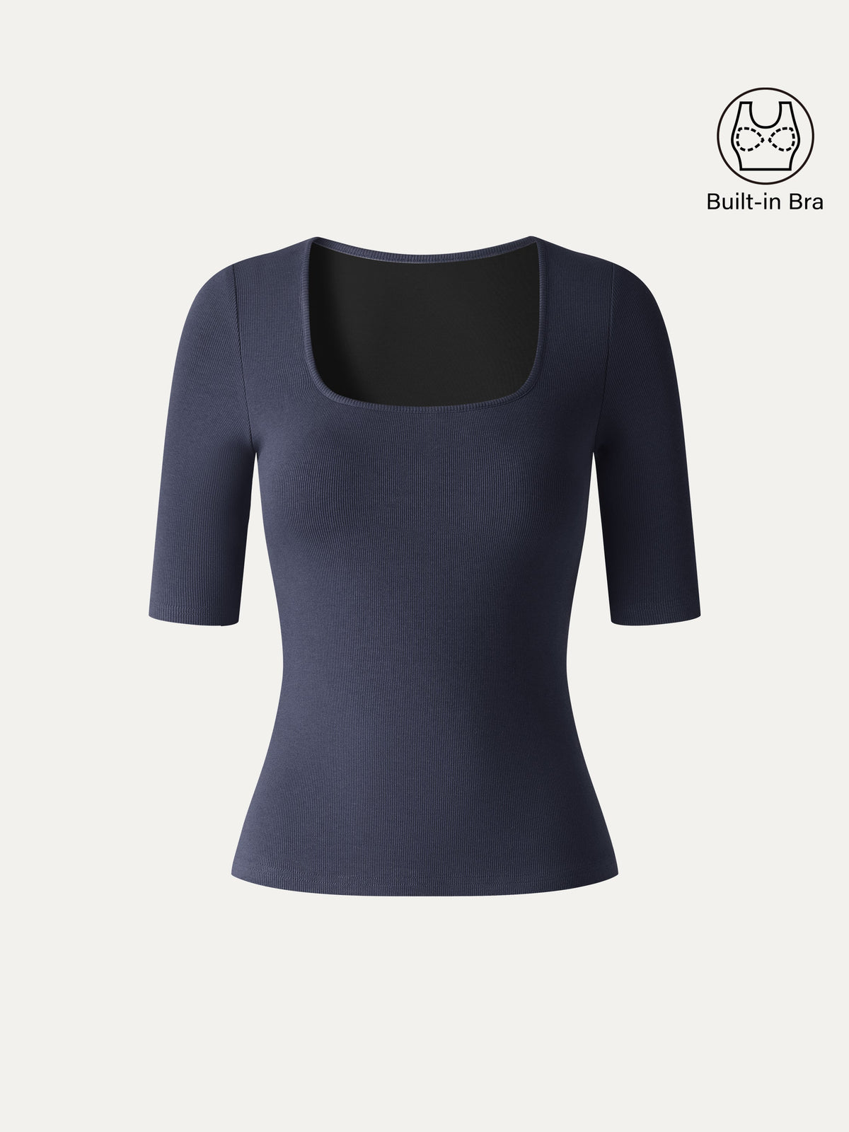 OGLmove Women's Square Neck Elbow Sleeve Bra Top