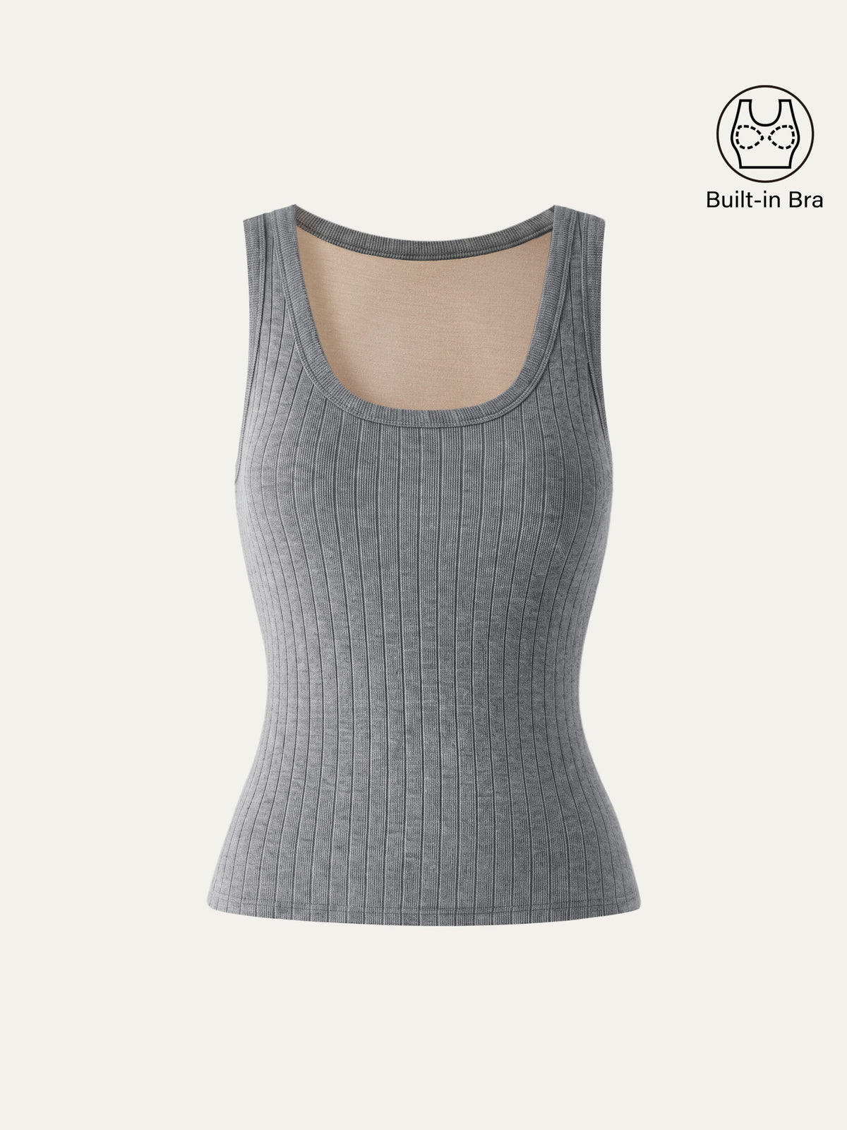 OGLmove Women's Wide Ribbed U-Neck Sleeveless Bra Top