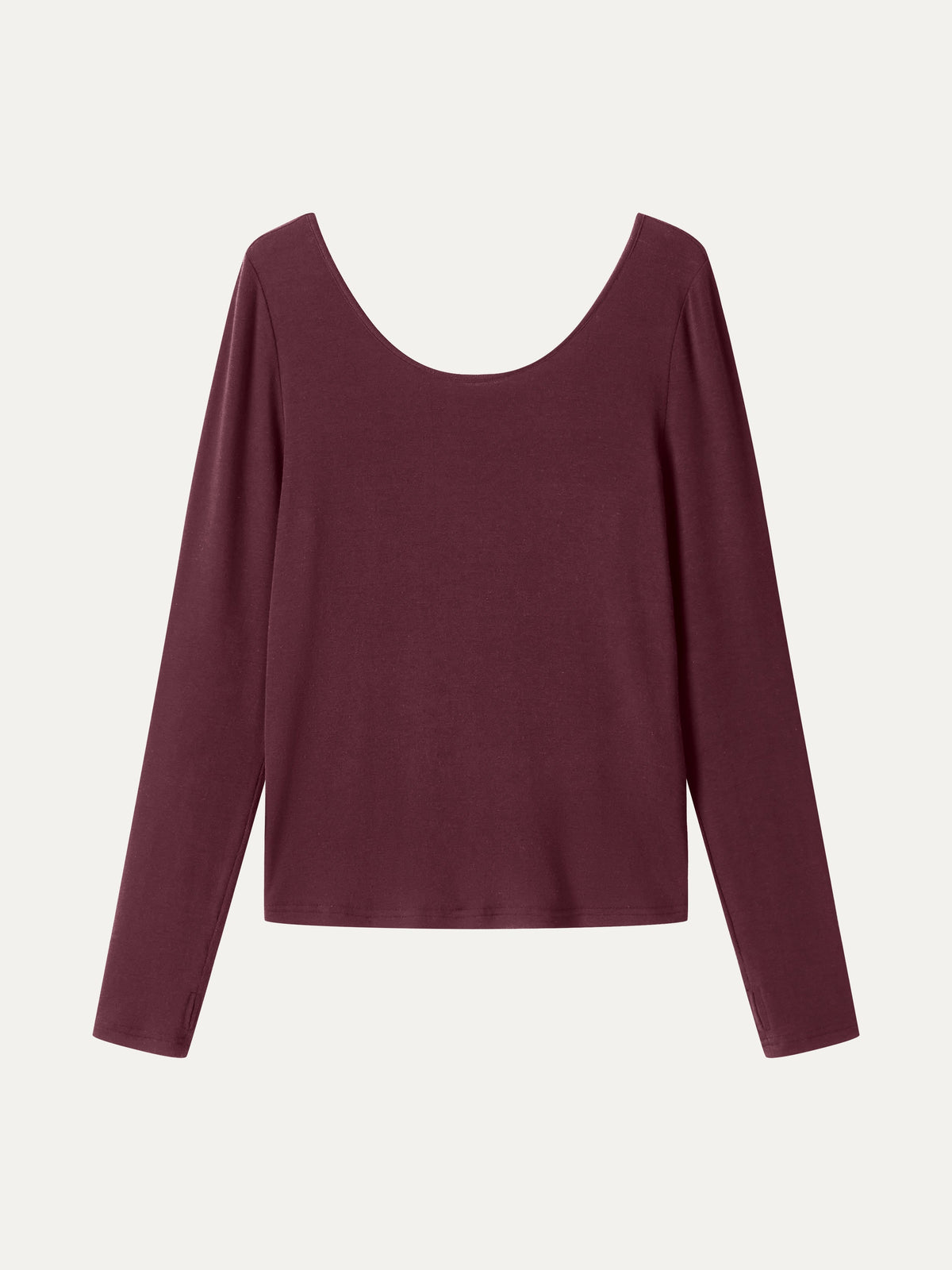 OGLmove Women's Lyocell-Wool Scoop Neck Thumbhole Long Sleeve Top