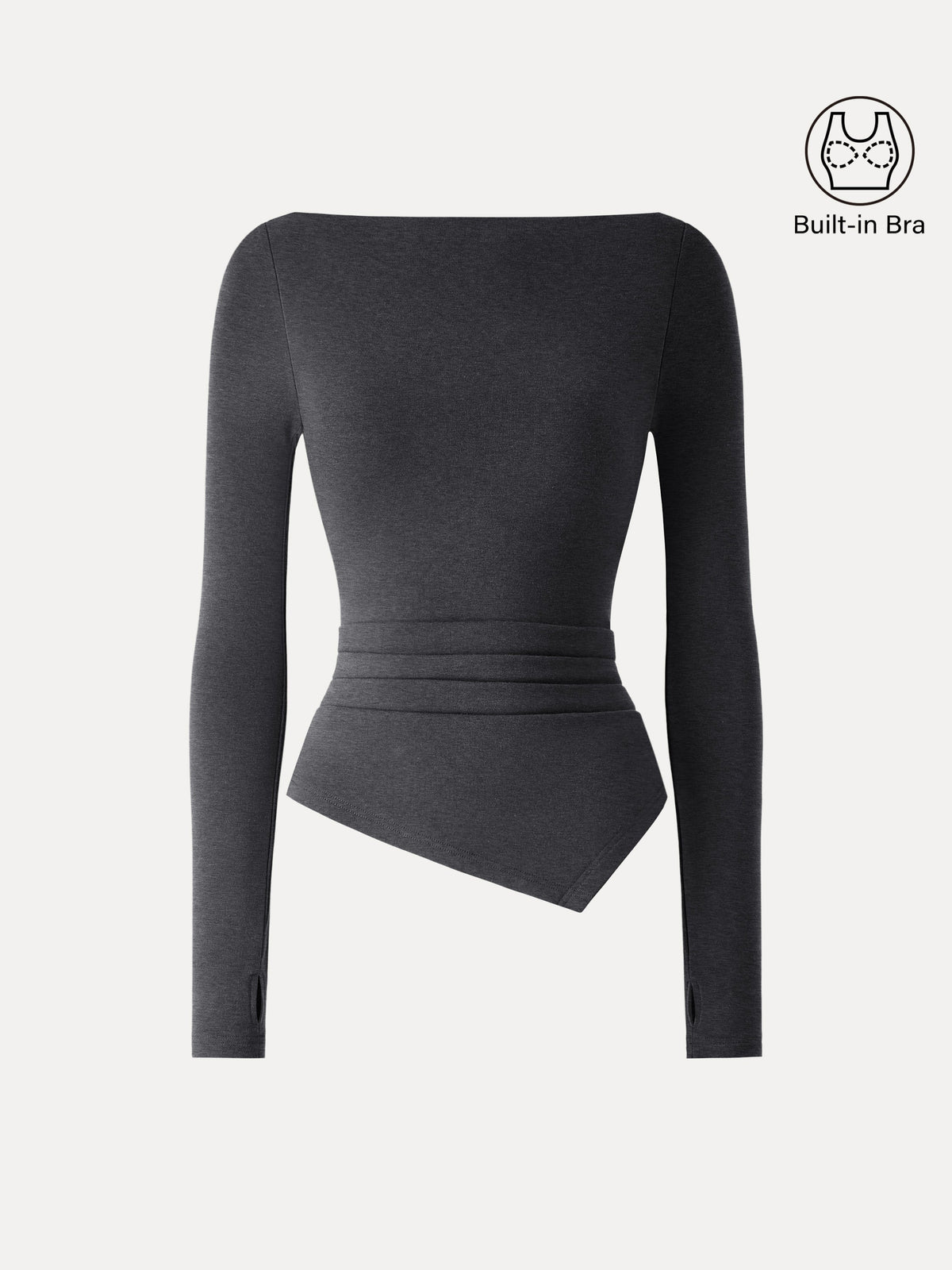 OGLmove Women's ProWarm Boatneck Side Tucks Asymmetrical Bra Top
