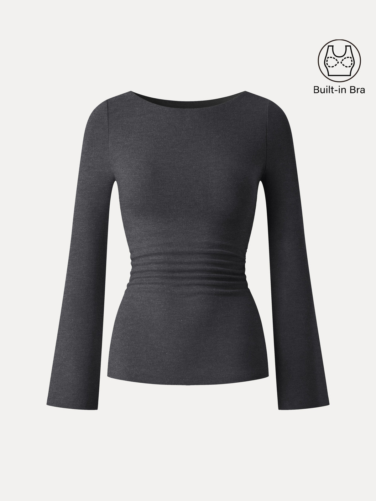 OGLmove Women's Eco-Mousse® Round Neck Bell Sleeve Ruched Bra Top