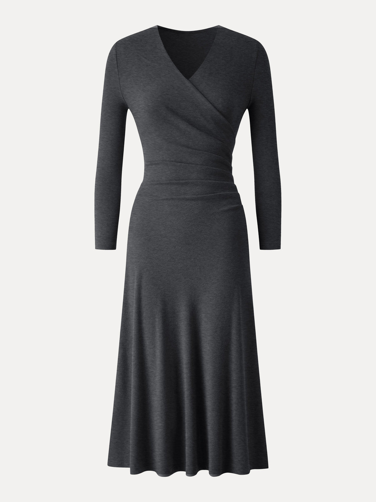 OGLmove Women's Eco-Mousse® Surplice 3/4 Sleeve Side-Tuck Midi Dress