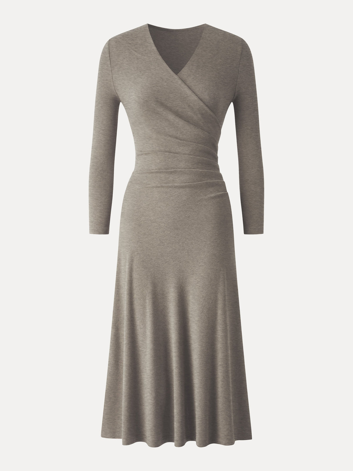 OGLmove Women's Eco-Mousse® Surplice 3/4 Sleeve Side-Tuck Midi Dress