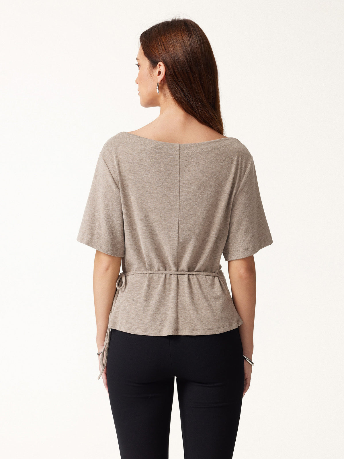 OGLmove Women's Eco-Mousse Slash Neck Tie-Side Top