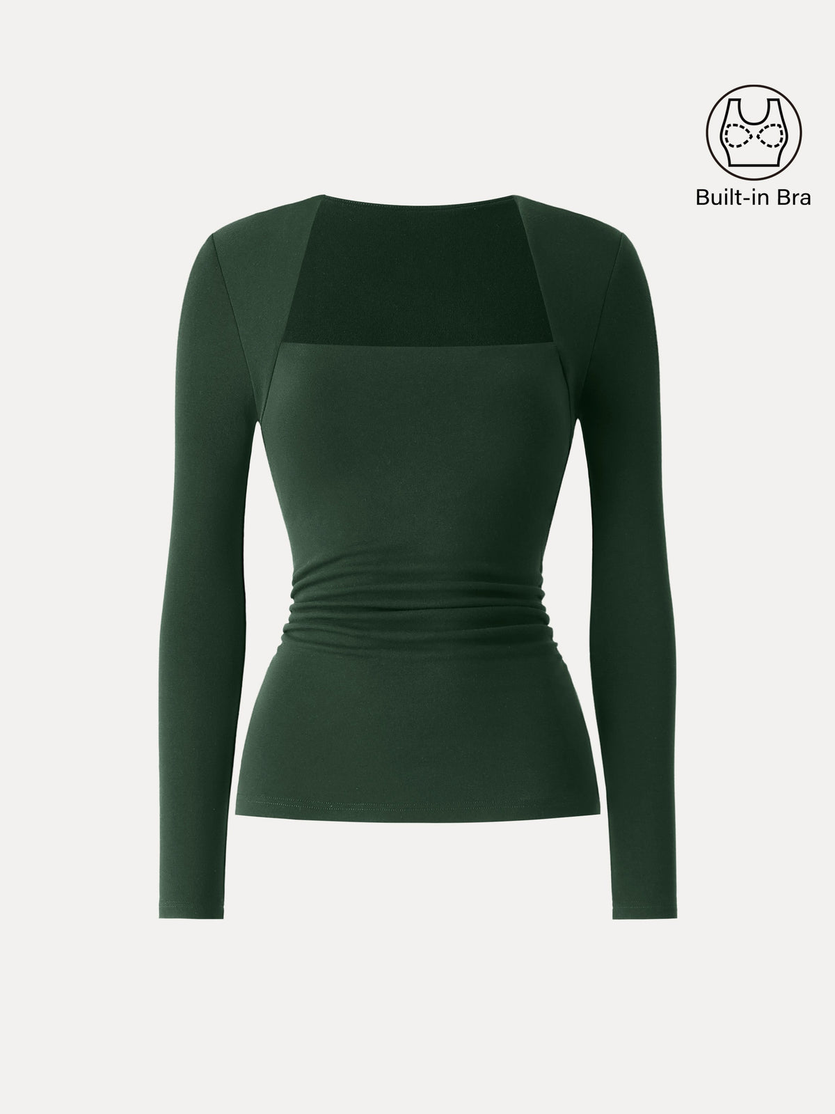 OGLmove Women's Eco-Mousse Trapeze Neck Long Sleeve Ruched Bra Top