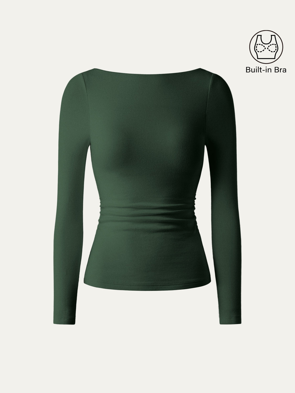 OGLmove Women's Eco-Mousse® Boatneck Long Sleeve Ruched Bra Top