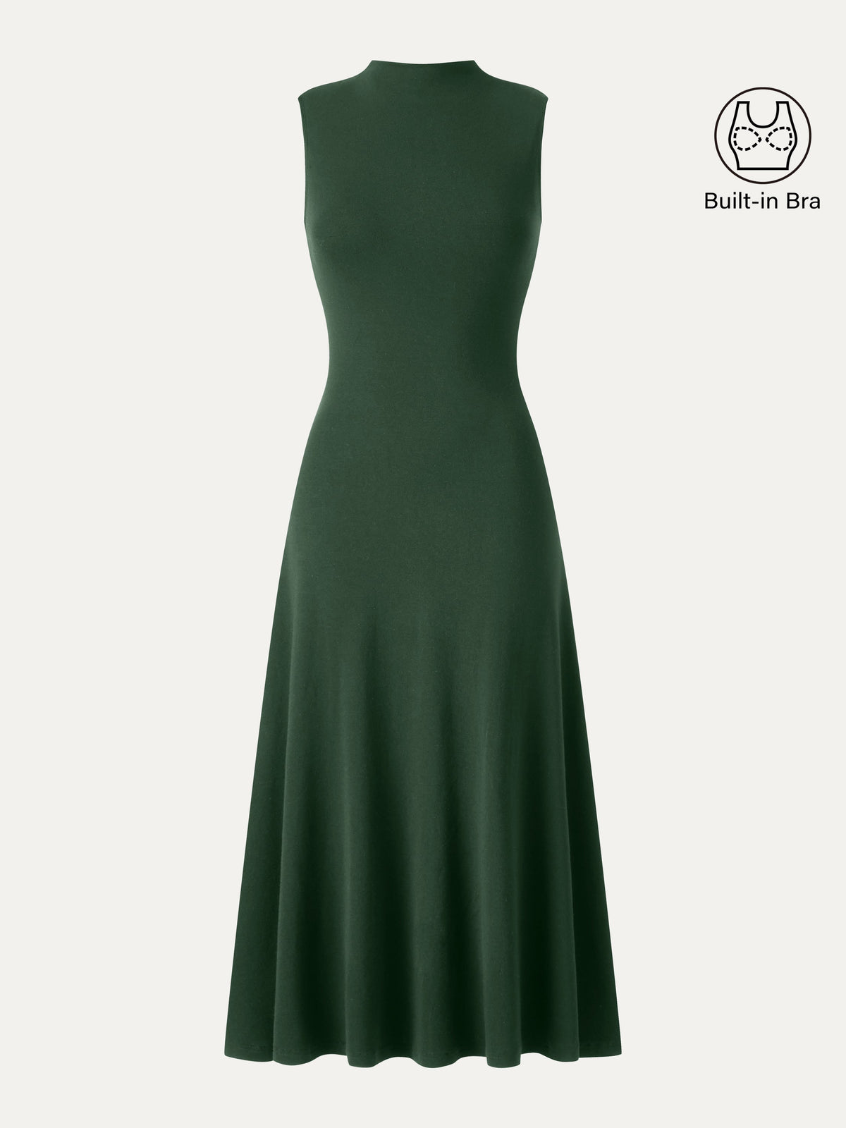 OGLmove Women's Eco-Mousse® Mock Neck Sleeveless A-Line Midi Bra Dress