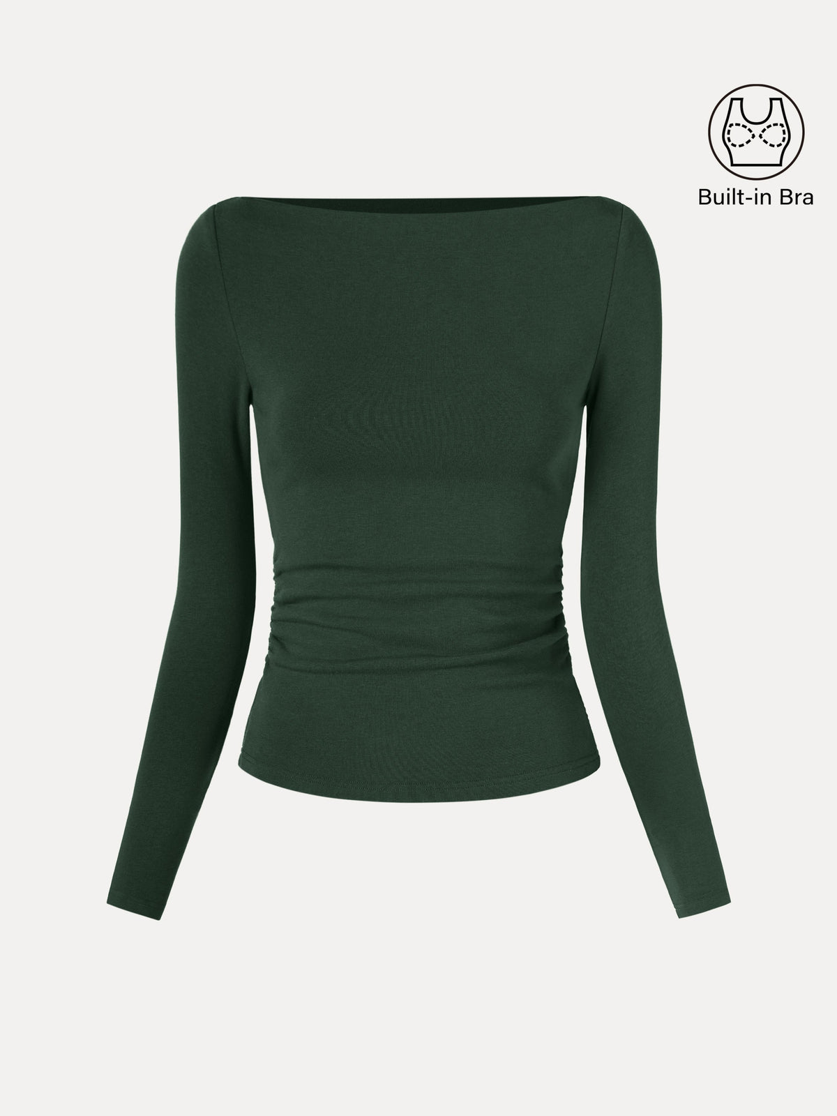 OGLmove Women's Modern Side Ruched Boatneck Bra Top