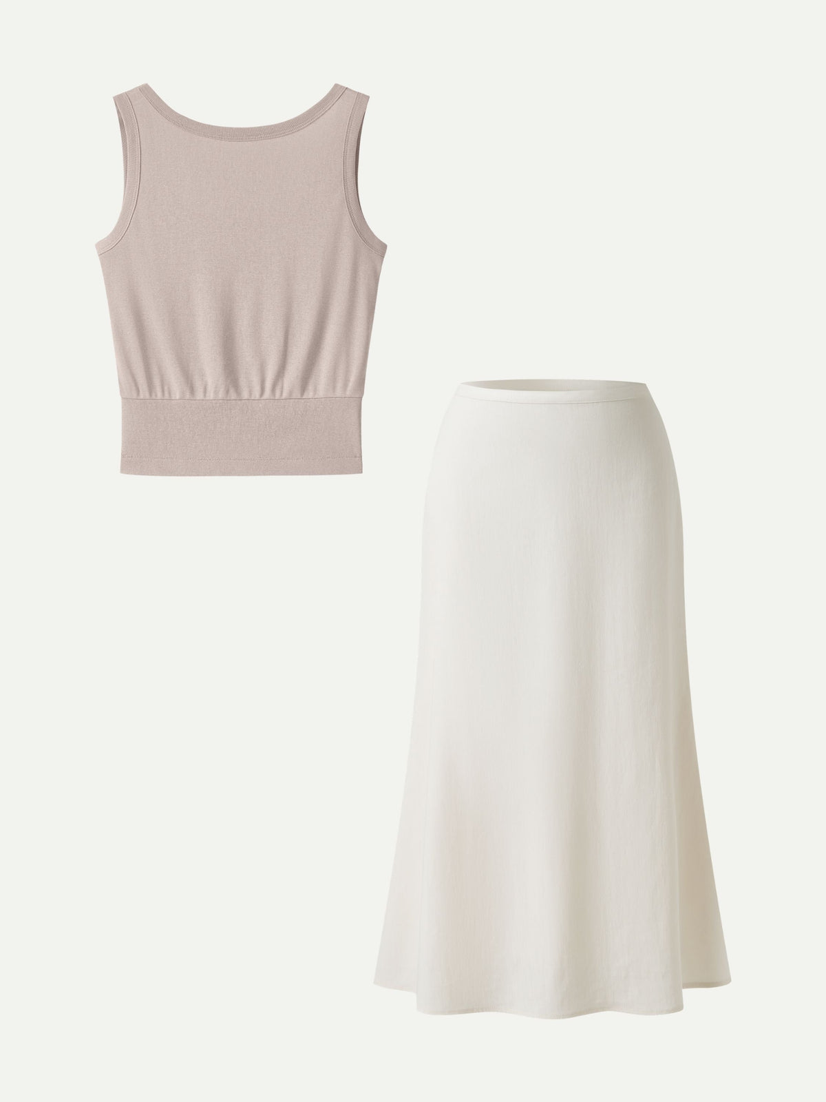 OGLmove Women's Reversible Boatneck Top and Maxi Flared Pull-On Skirt Set