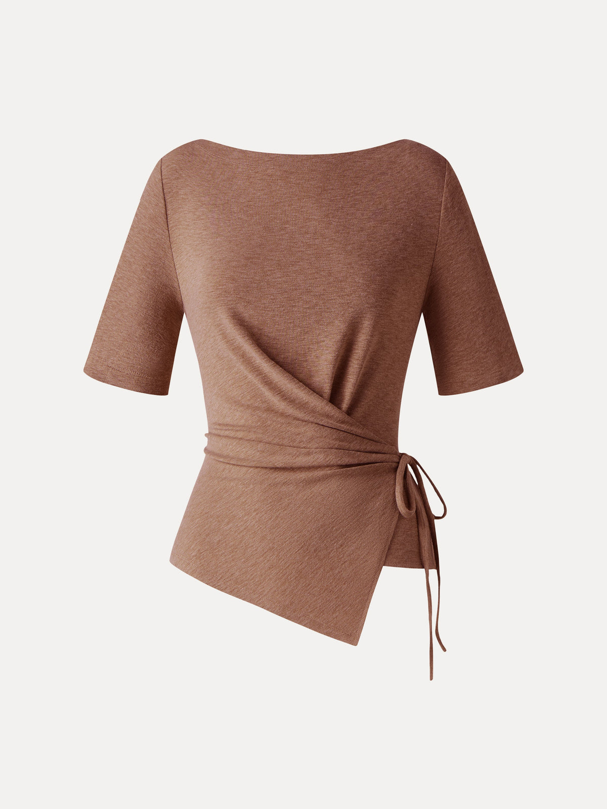 OGLmove Women's Eco-Mousse Slash Neck Tie-Side Top
