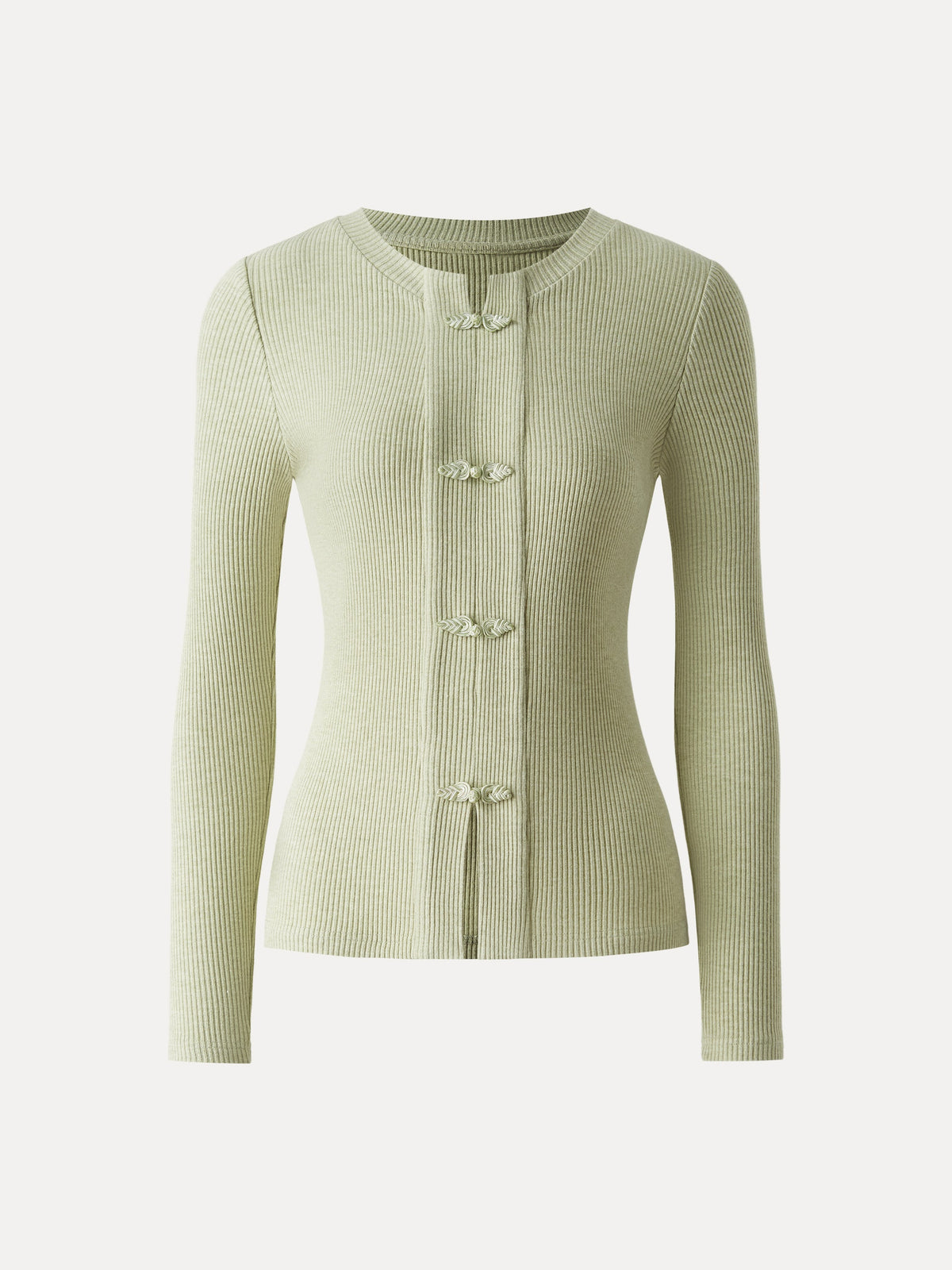 OGLmove Women's Ribbed Frog Button Long Sleeve Top